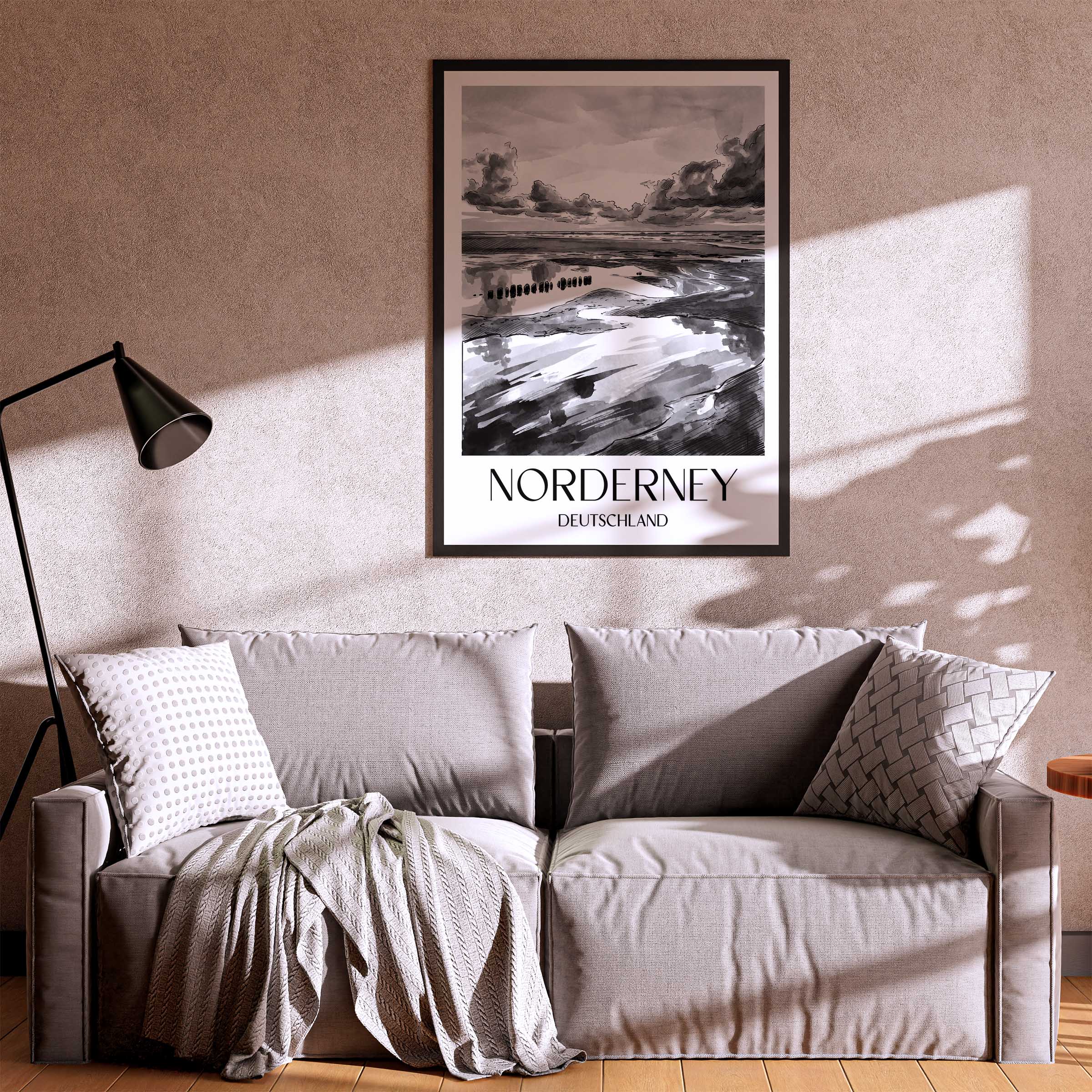 norderney-deutschland-poster-aquarell-schwarz-weiss