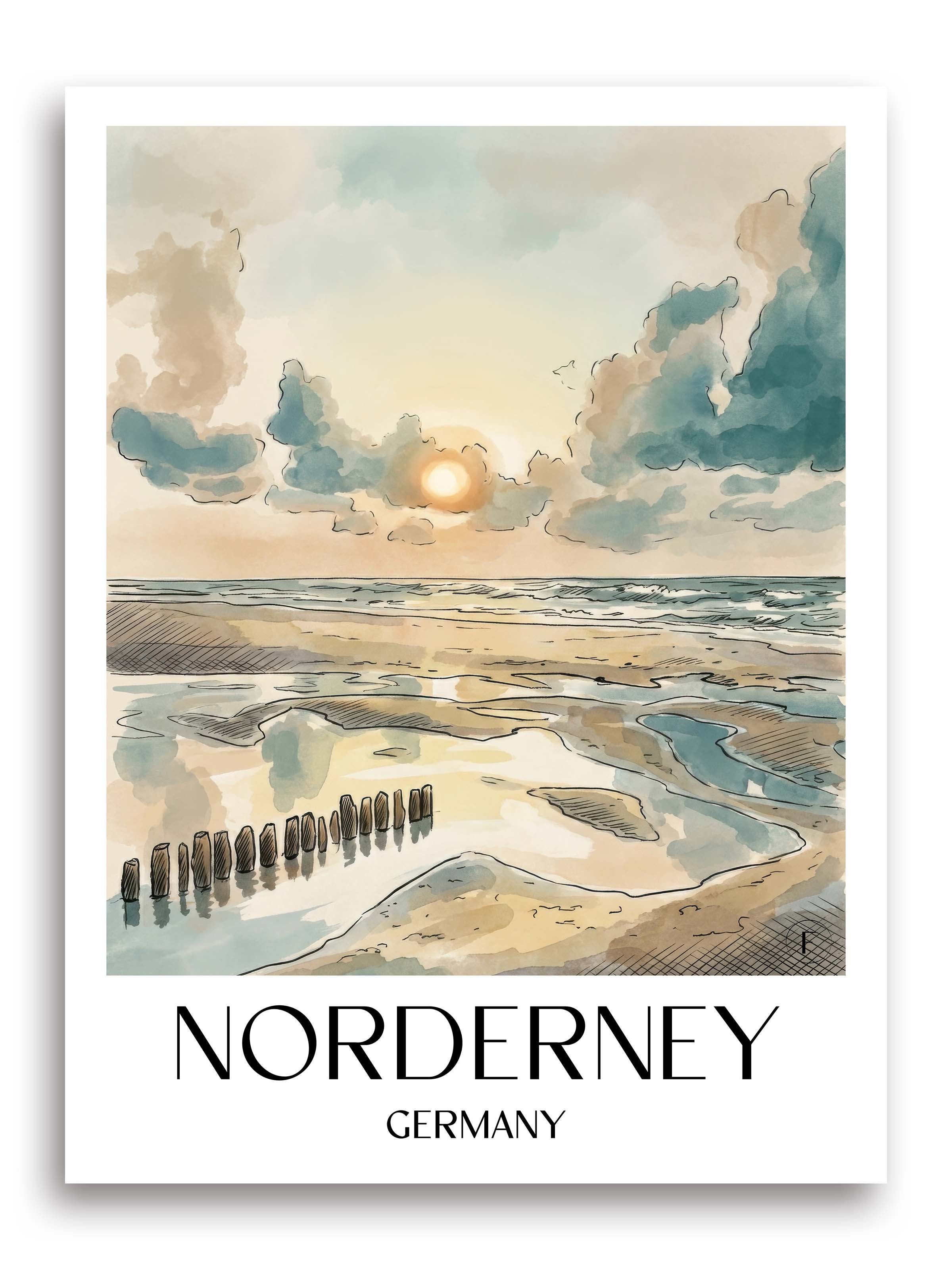 Norderney Poster - Deutschland Kunstdruck - Aquarell von A4 bis A1 - favplace