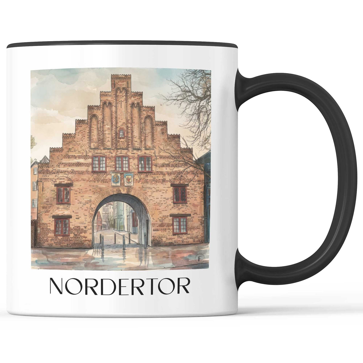 nordertor-flensburg-deutschland-kaffeebecher-aquarell