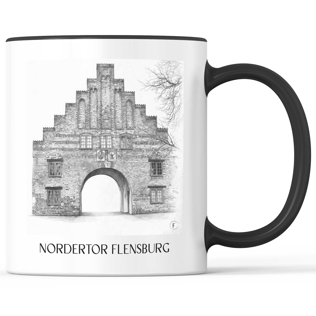 nordertor-flensburg-deutschland-kaffeebecher-bleistift-zeichnung-drawing