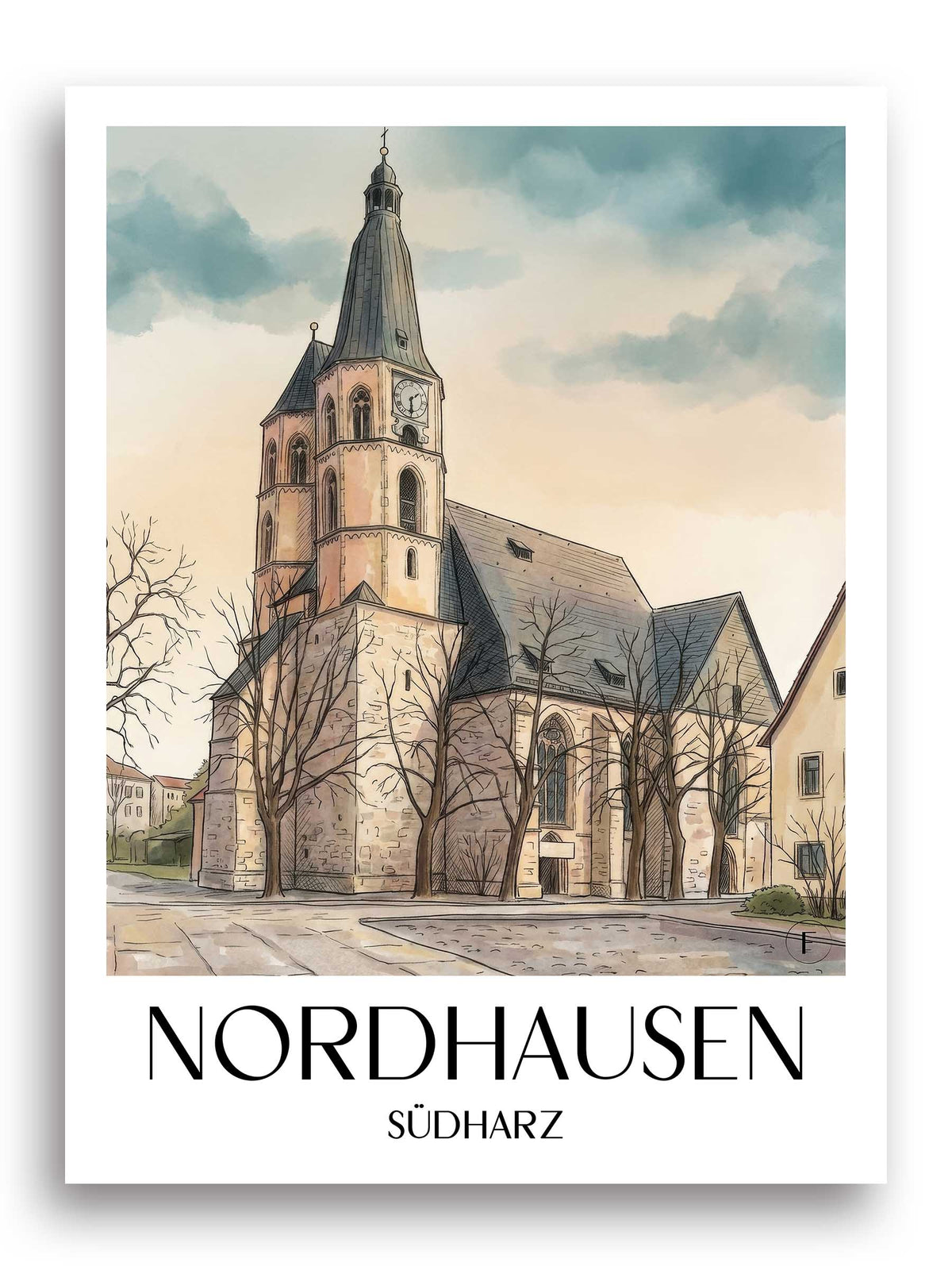 nordhausen-südharz-deutschland-poster-aquarell