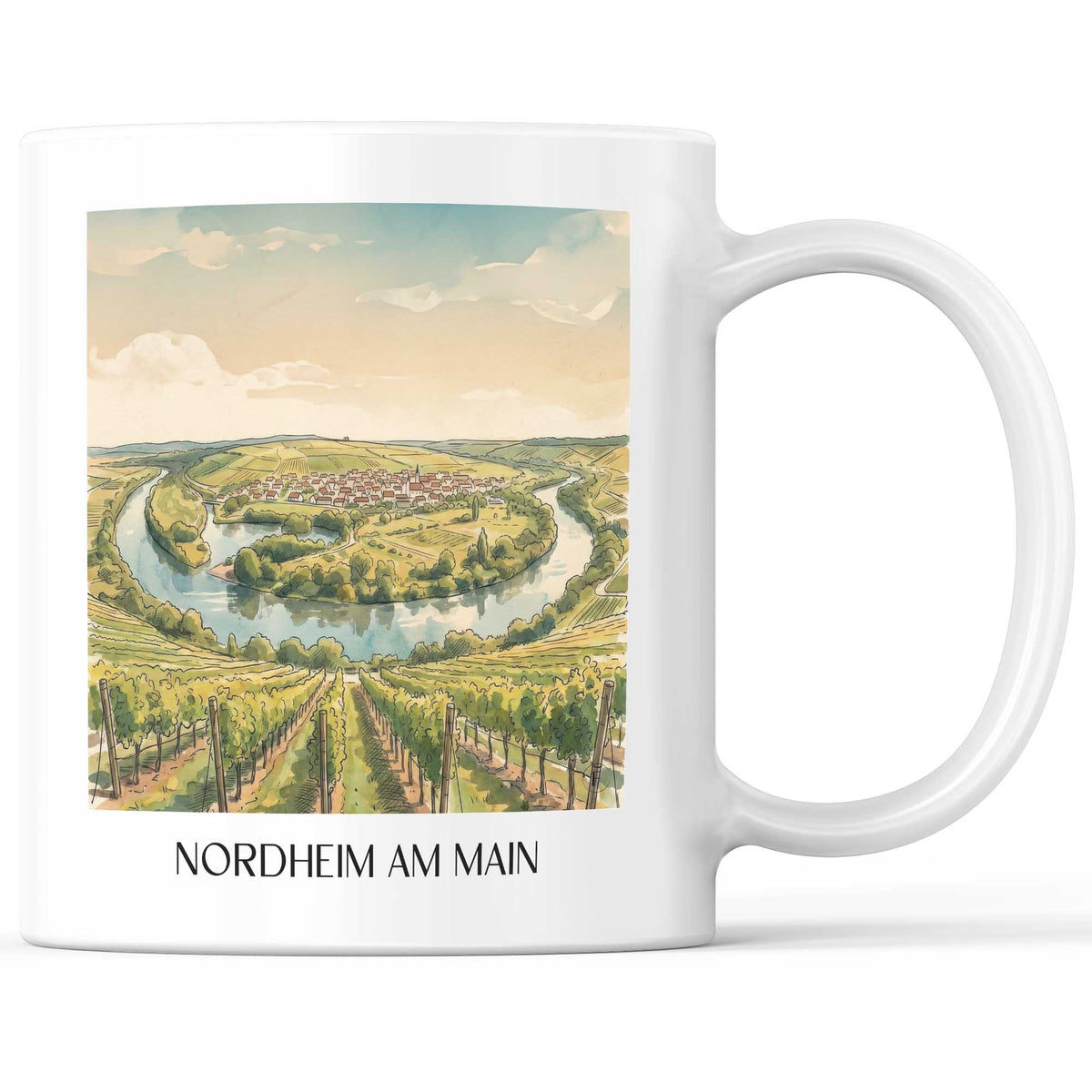 nordheim-am-main-mainschleife-deutschland-kaffeebecher-aquarell