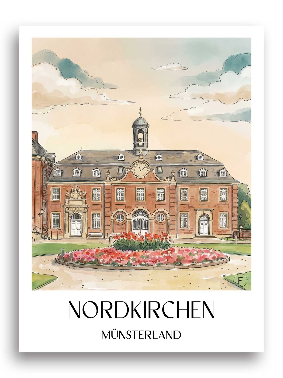 nordkirchen-münsterland-deutschland-poster-aquarell