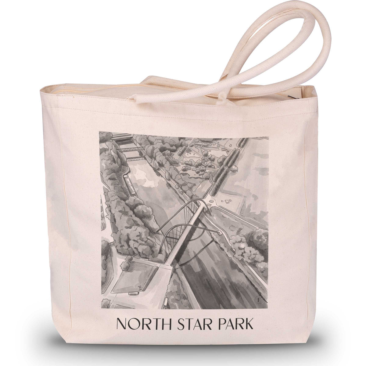 Nordsternpark Shopping Tasche - Gelsenkirchen - Deutschland Tote Bag - Einkaufstasche im Aquarell Schwarz-Weiß Stil - favplace