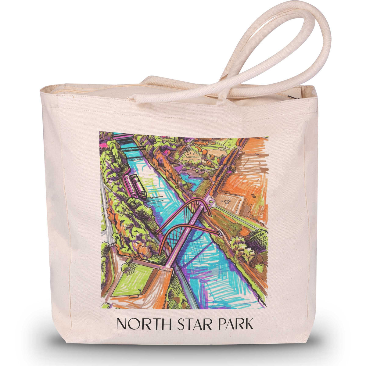Nordsternpark Shopping Tasche - Gelsenkirchen - Deutschland Tote Bag - Einkaufstasche im Tag Graffiti Stil - favplace