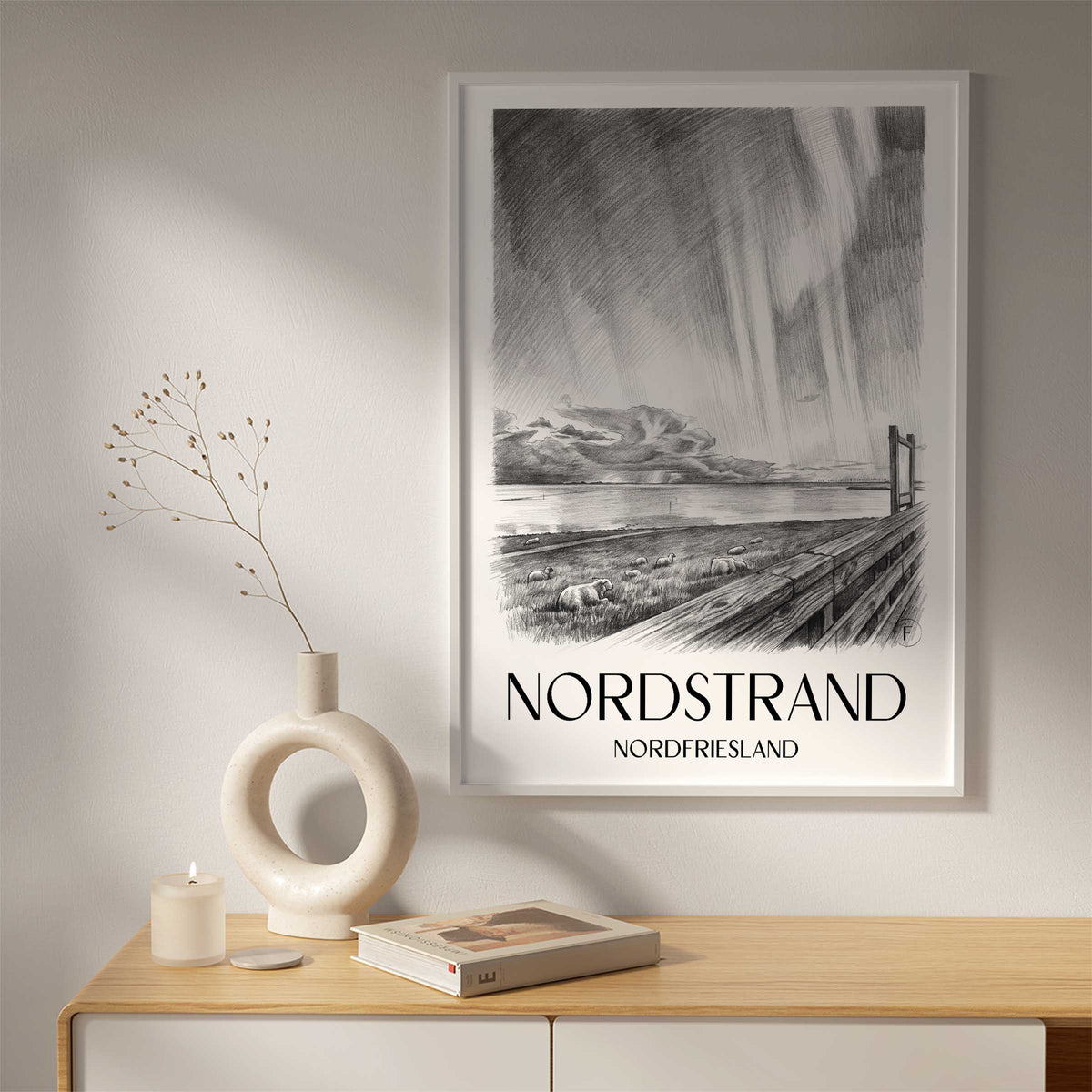 nordstrand-nordfriesland-deutschland-poster-bleistift-zeichnung-drawing