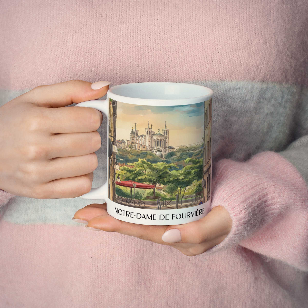notre-dame-de-fourvière-lyon-frankreich-kaffeebecher-aquarell