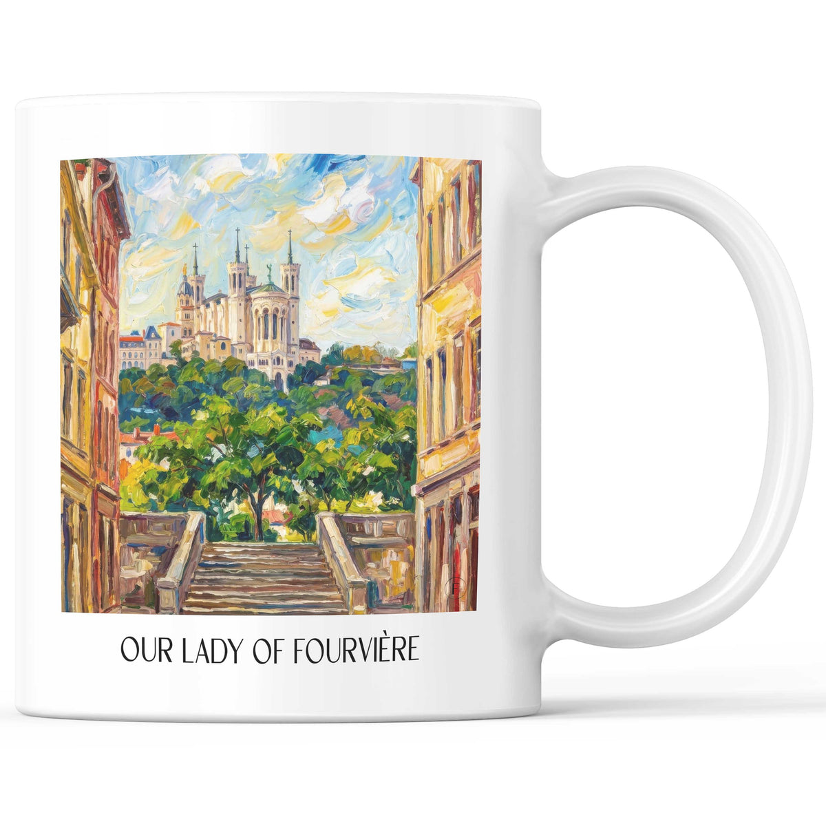 Notre-Dame de Fourvière Kaffeebecher - Lyon - Frankreich Becher - Kaffeetasse im Ölgemälde Stil - favplace