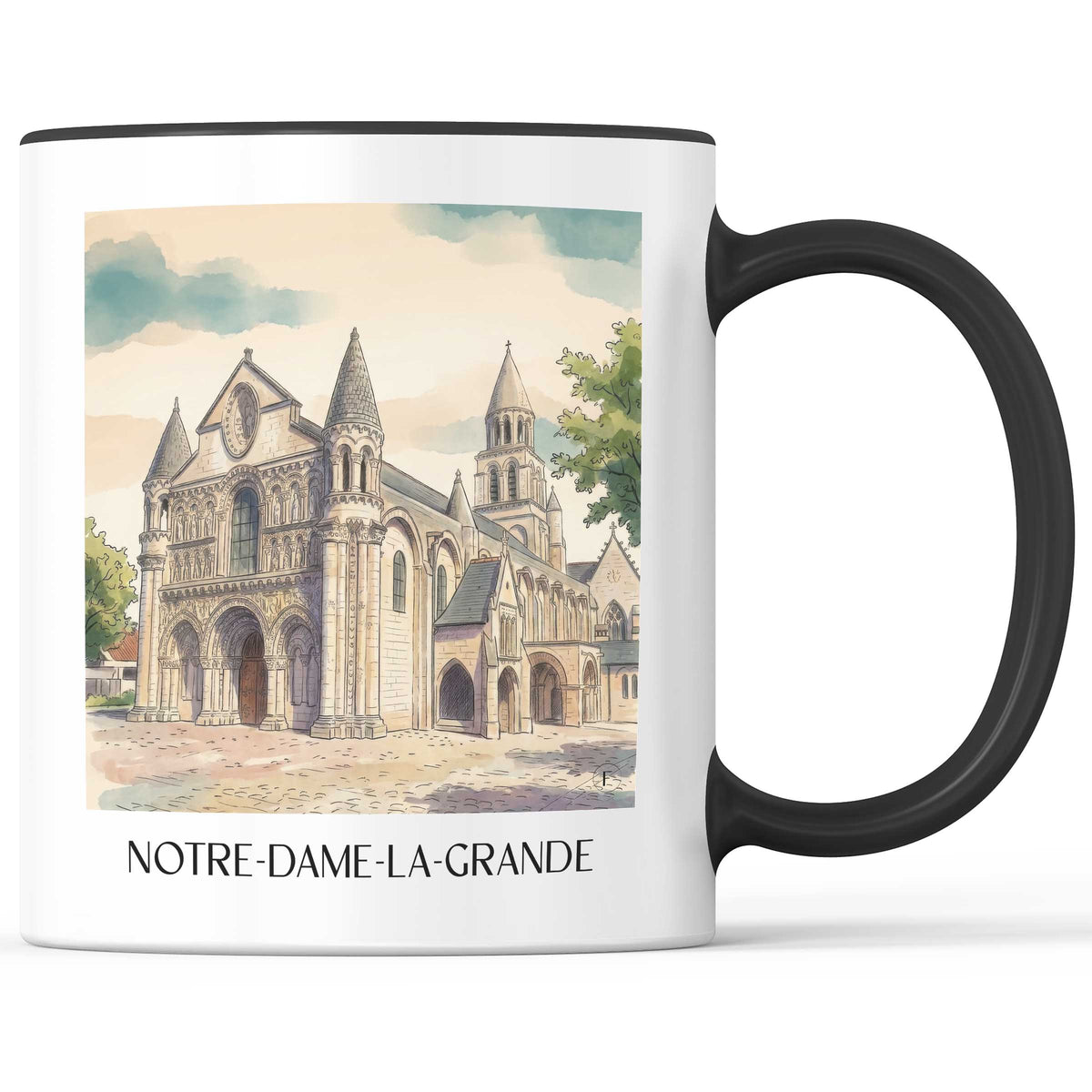 Notre-Dame-la-Grande Kaffeebecher - Poitiers - Frankreich Becher - Kaffeetasse im Aquarell Stil - favplace
