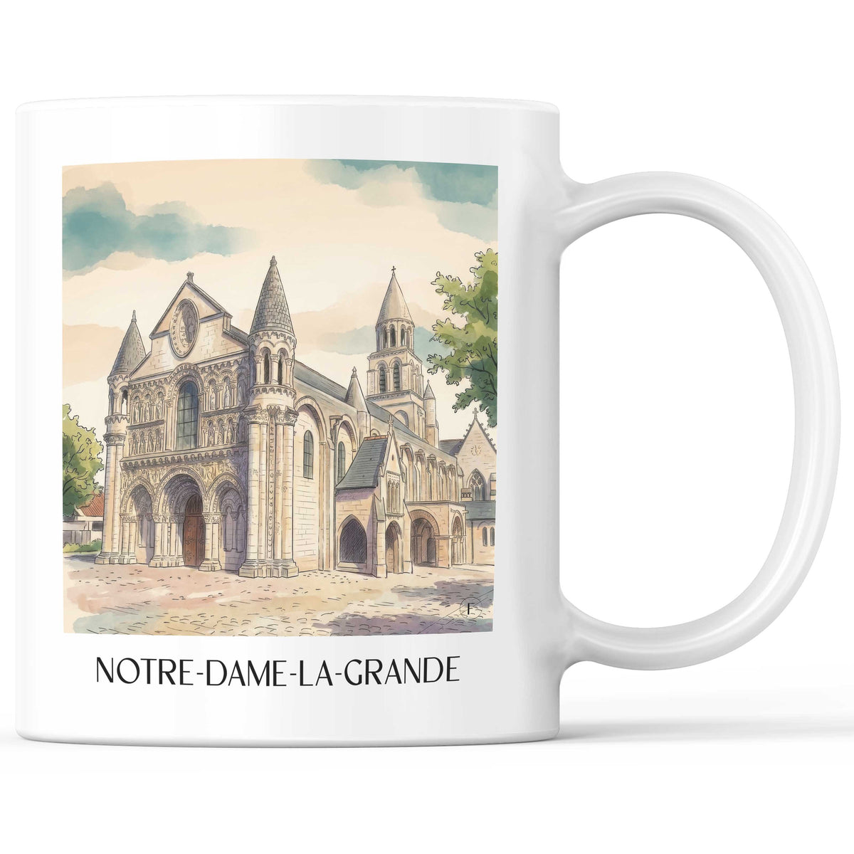 Notre-Dame-la-Grande Kaffeebecher - Poitiers - Frankreich Becher - Kaffeetasse im Aquarell Stil - favplace