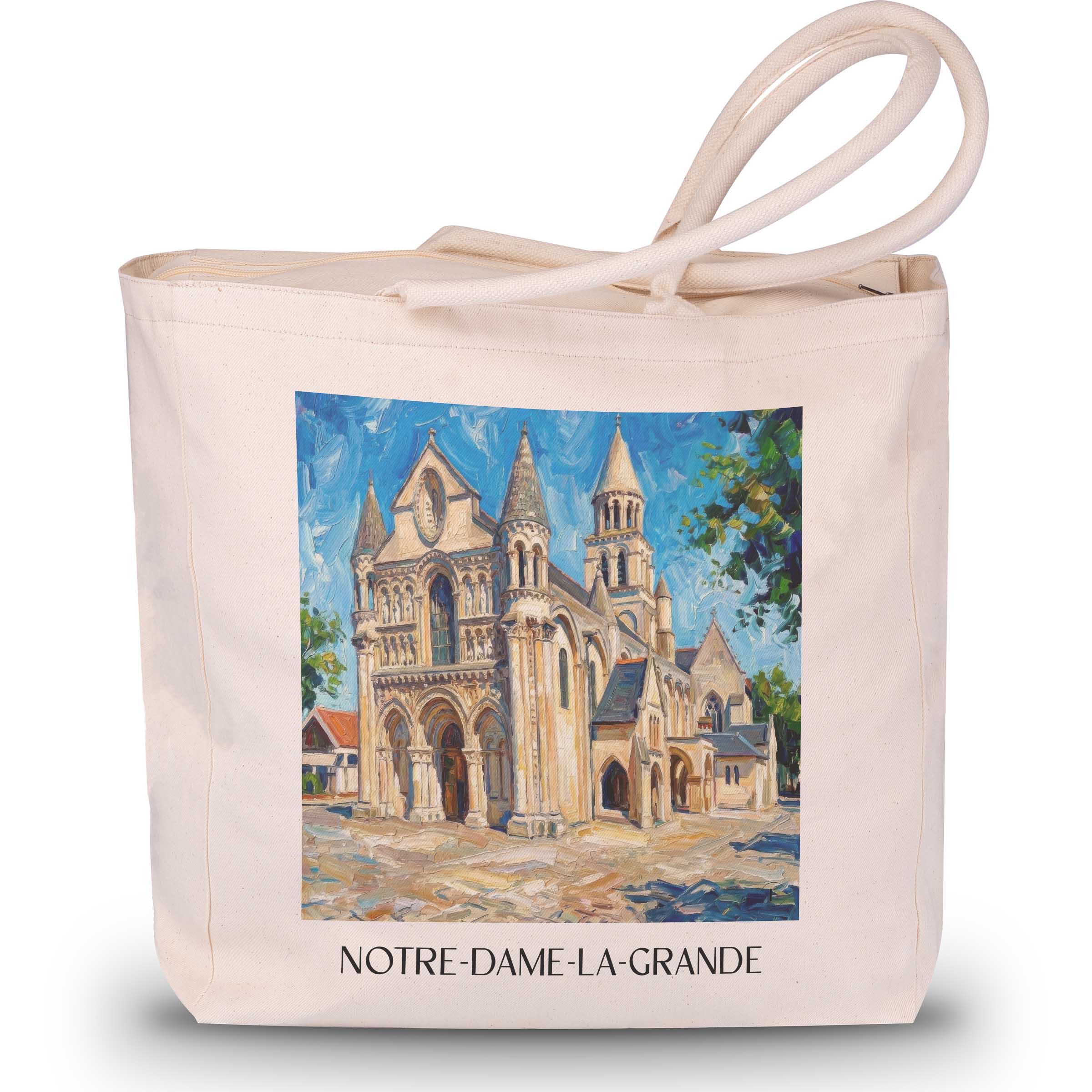 Notre-Dame-la-Grande Shopping Tasche - Poitiers - Frankreich Tote Bag - Einkaufstasche im Ölgemälde Stil