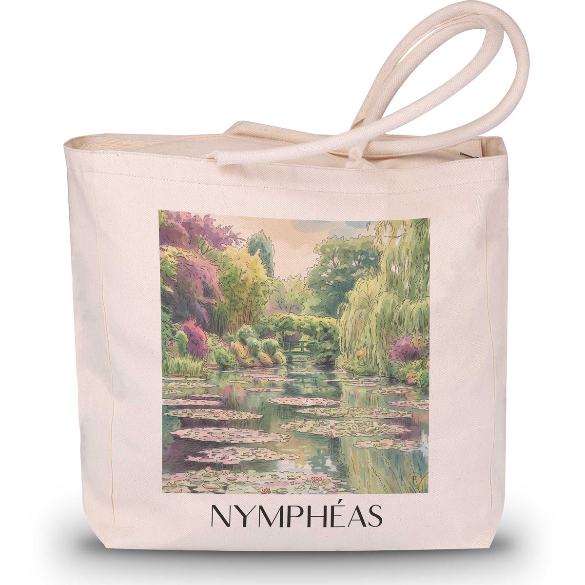 nymphéas-giverny-frankreich-einkaufstasche-aquarell