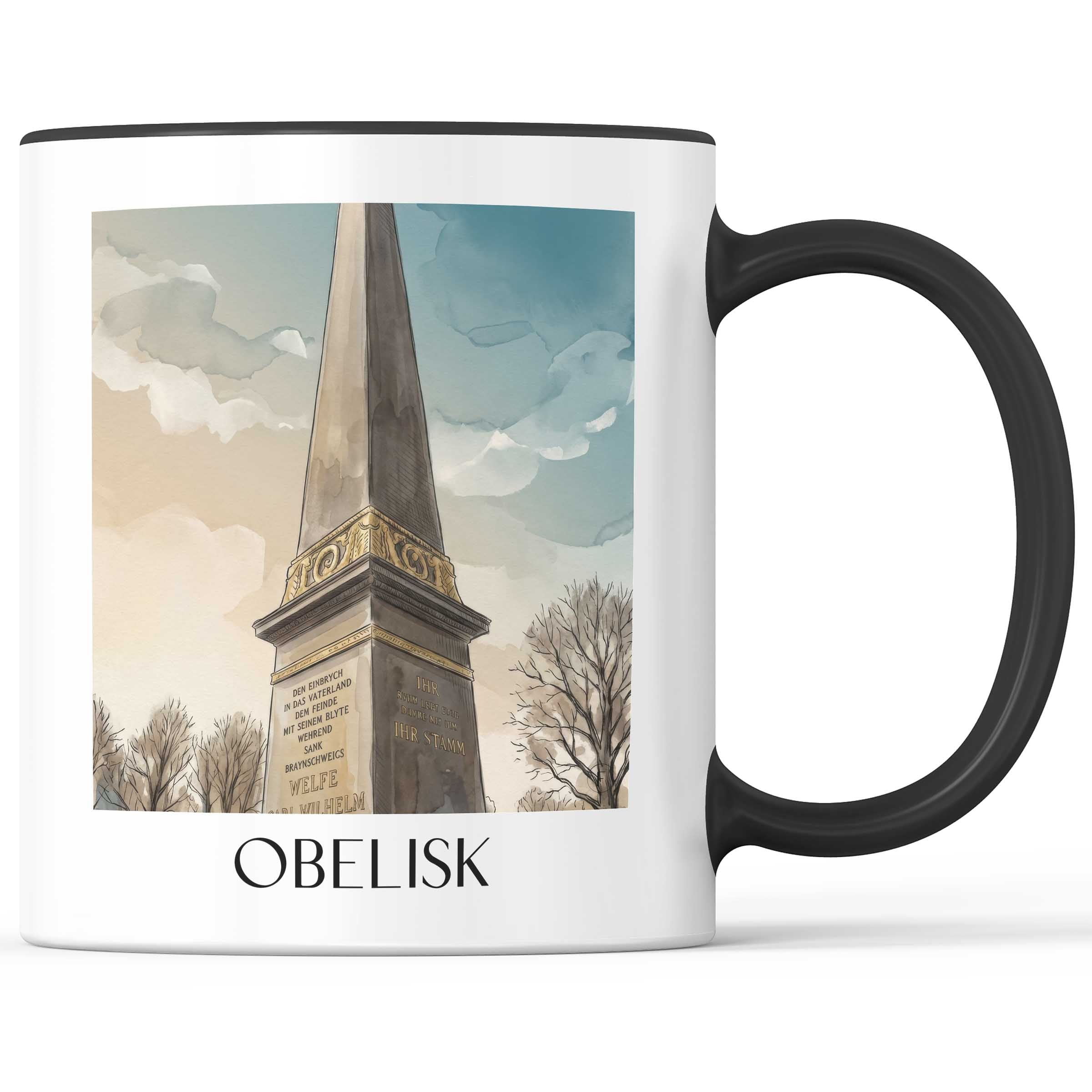 Obelisk Kaffeebecher - Braunschweig - Deutschland Becher - Kaffeetasse im Aquarell Stil - favplace