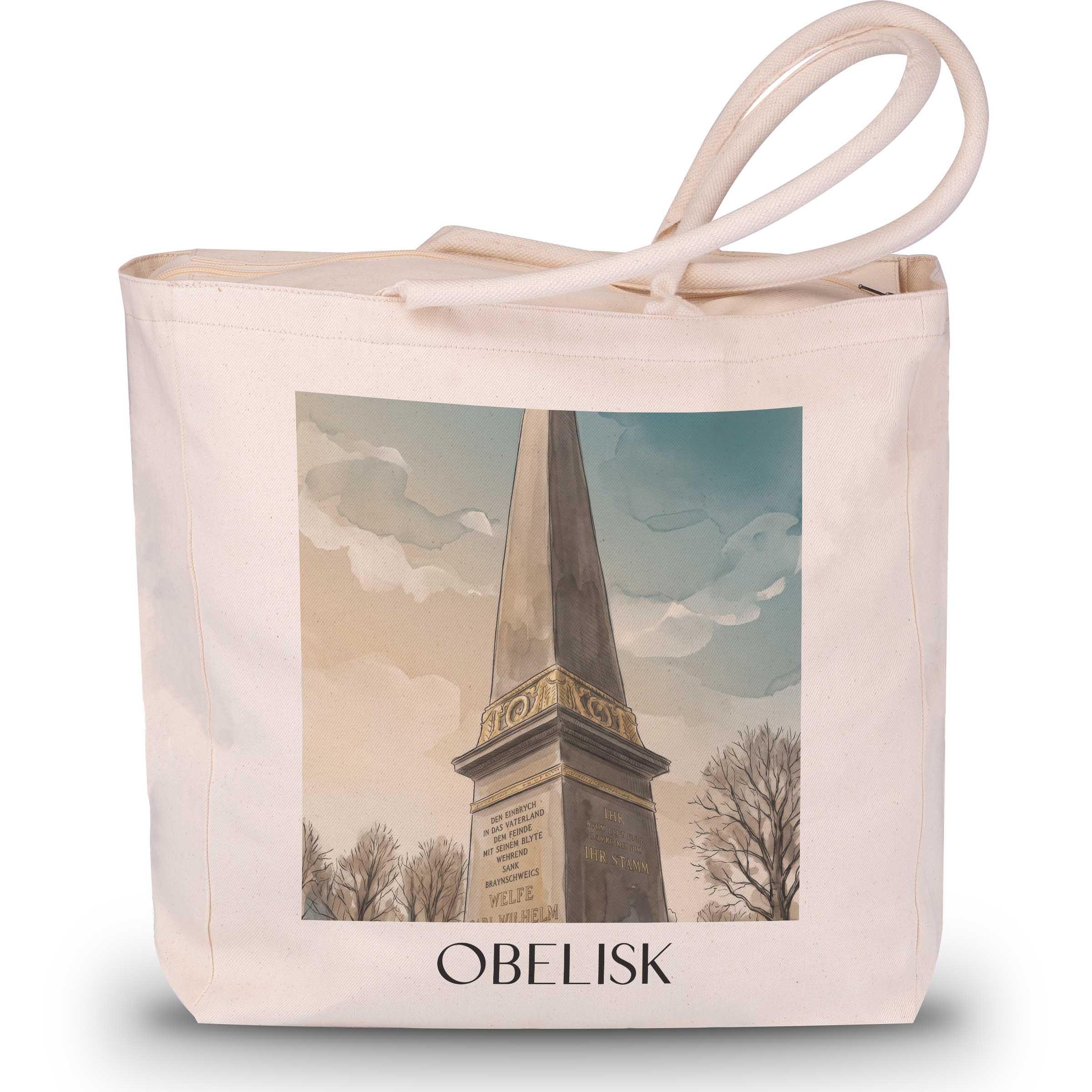 Obelisk Shopping Tasche - Braunschweig - Deutschland Tote Bag - Einkaufstasche im Aquarell Stil - favplace