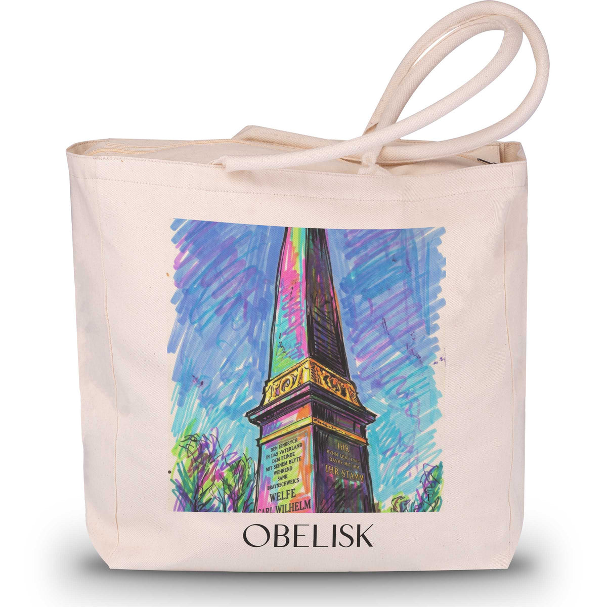 Obelisk Shopping Tasche - Braunschweig - Deutschland Tote Bag - Einkaufstasche im Tag Graffiti Stil - favplace