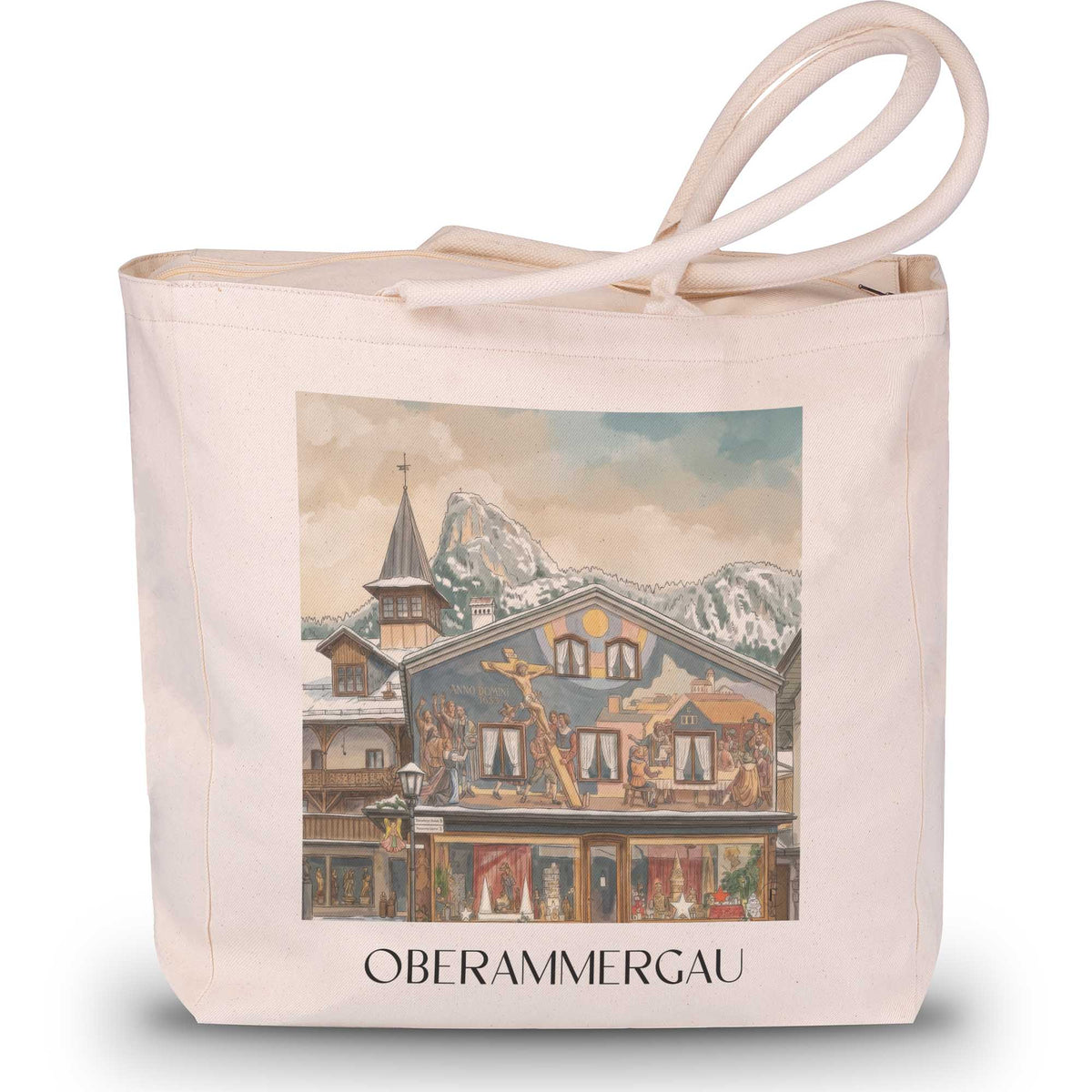 oberammergau-bayern-deutschland-einkaufstasche-aquarell