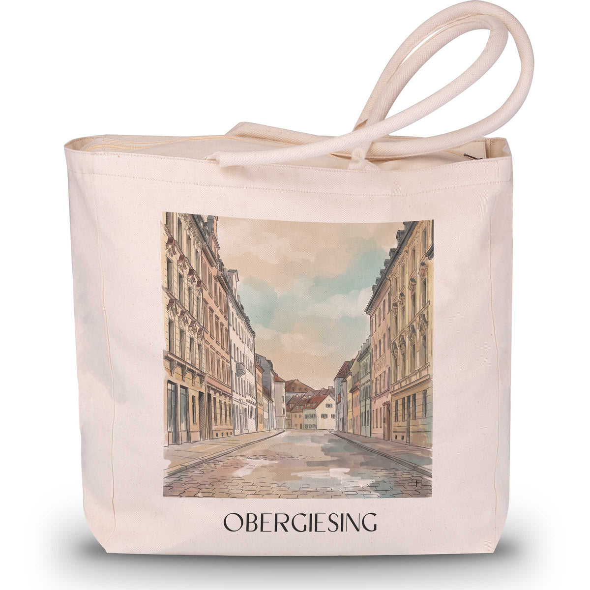 Obergiesing Shopping Tasche - München - Deutschland Tote Bag - Einkaufstasche im Aquarell Stil - favplace