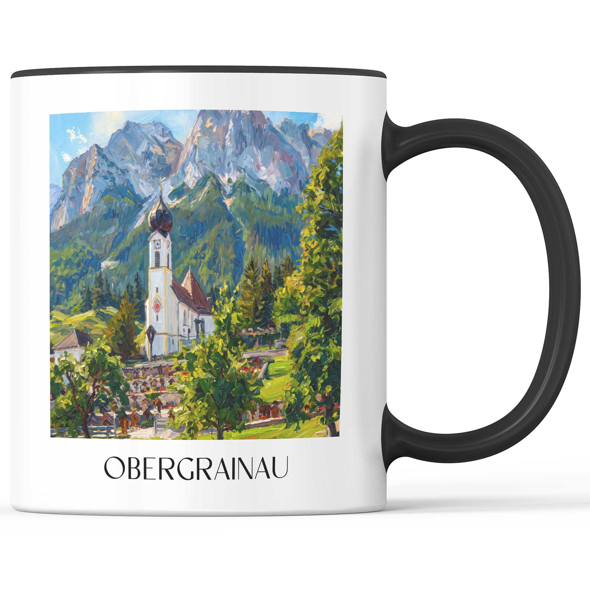 Obergrainau Kaffeebecher - Werdenfelser Land - Deutschland Becher - Kaffeetasse im Ölgemälde Stil - favplace