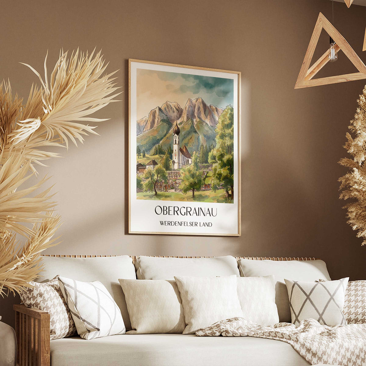 obergrainau-werdenfelser-land-deutschland-poster-aquarell