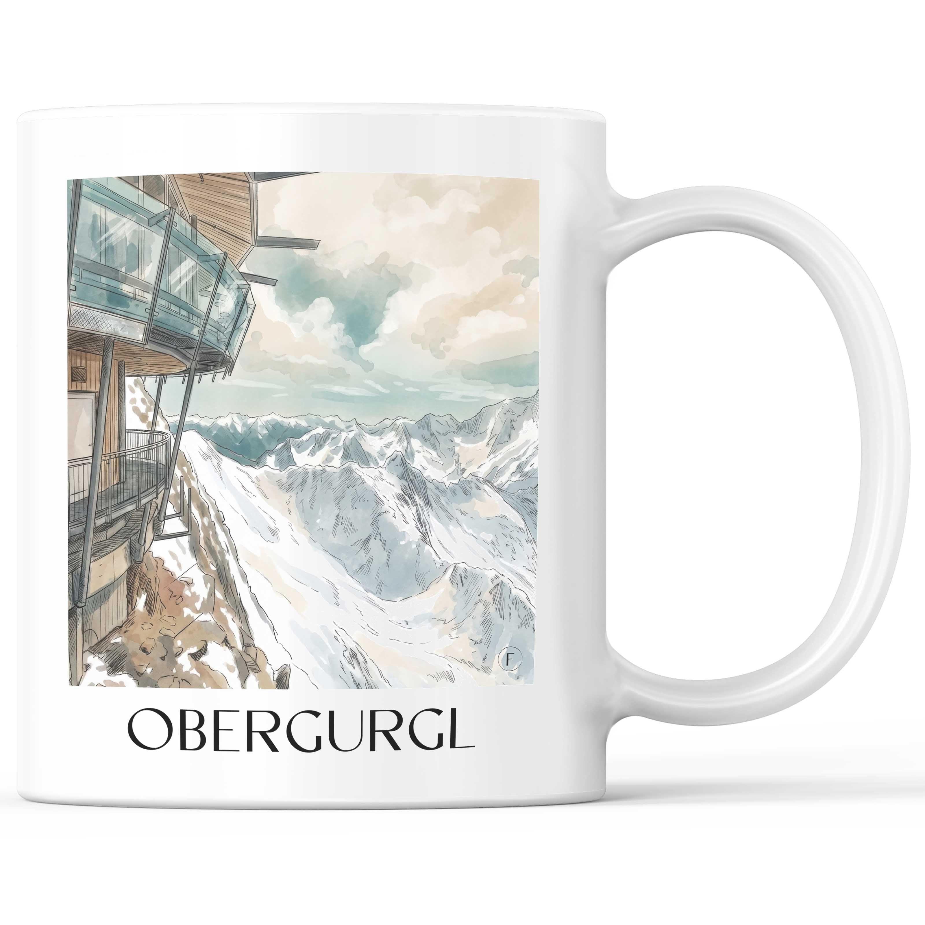 Obergurgl Kaffeebecher - Ötztal - Österreich Becher - Kaffeetasse im Aquarell Stil - favplace