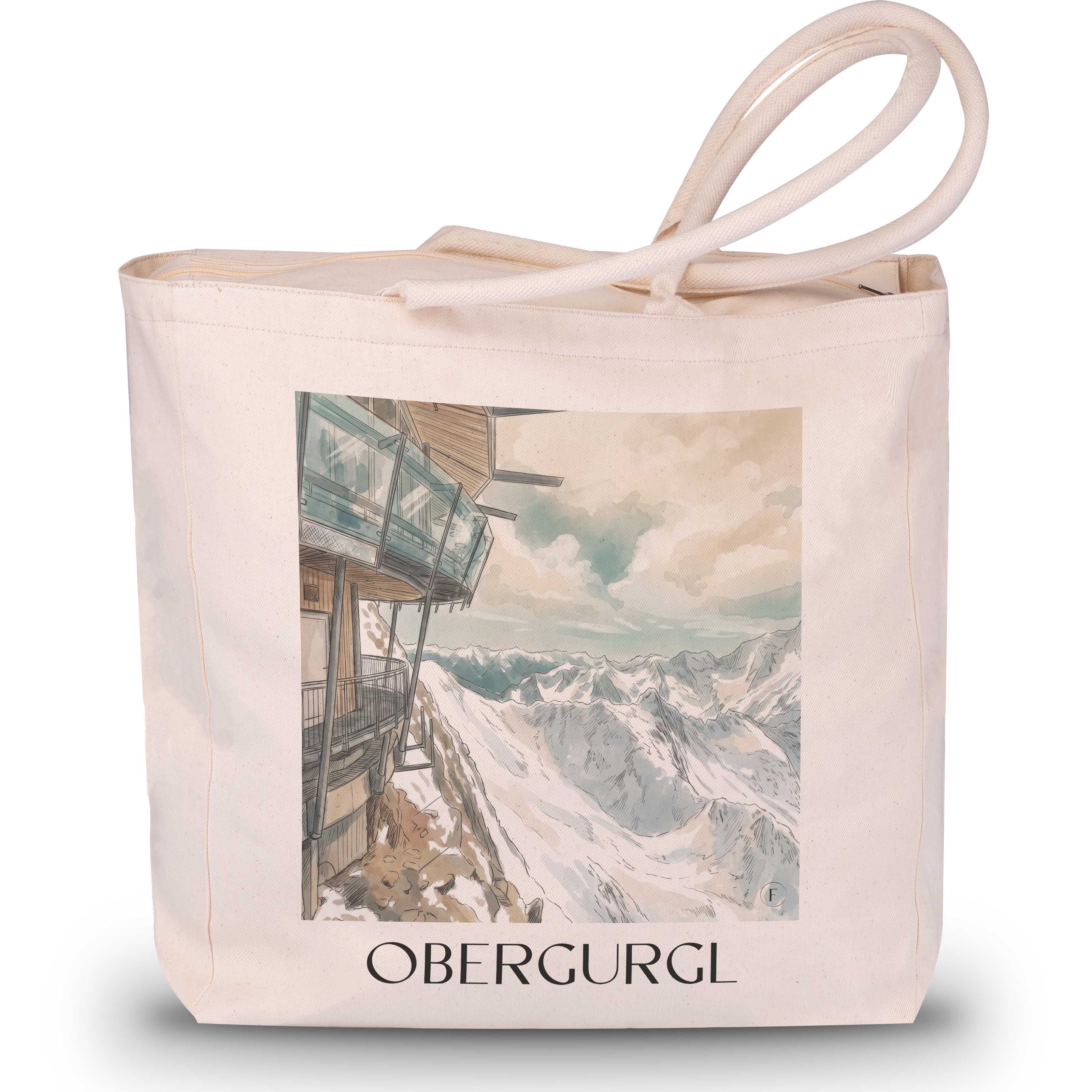 Obergurgl Shopping Tasche - Ötztal - Österreich Tote Bag - Einkaufstasche im Aquarell Stil - favplace
