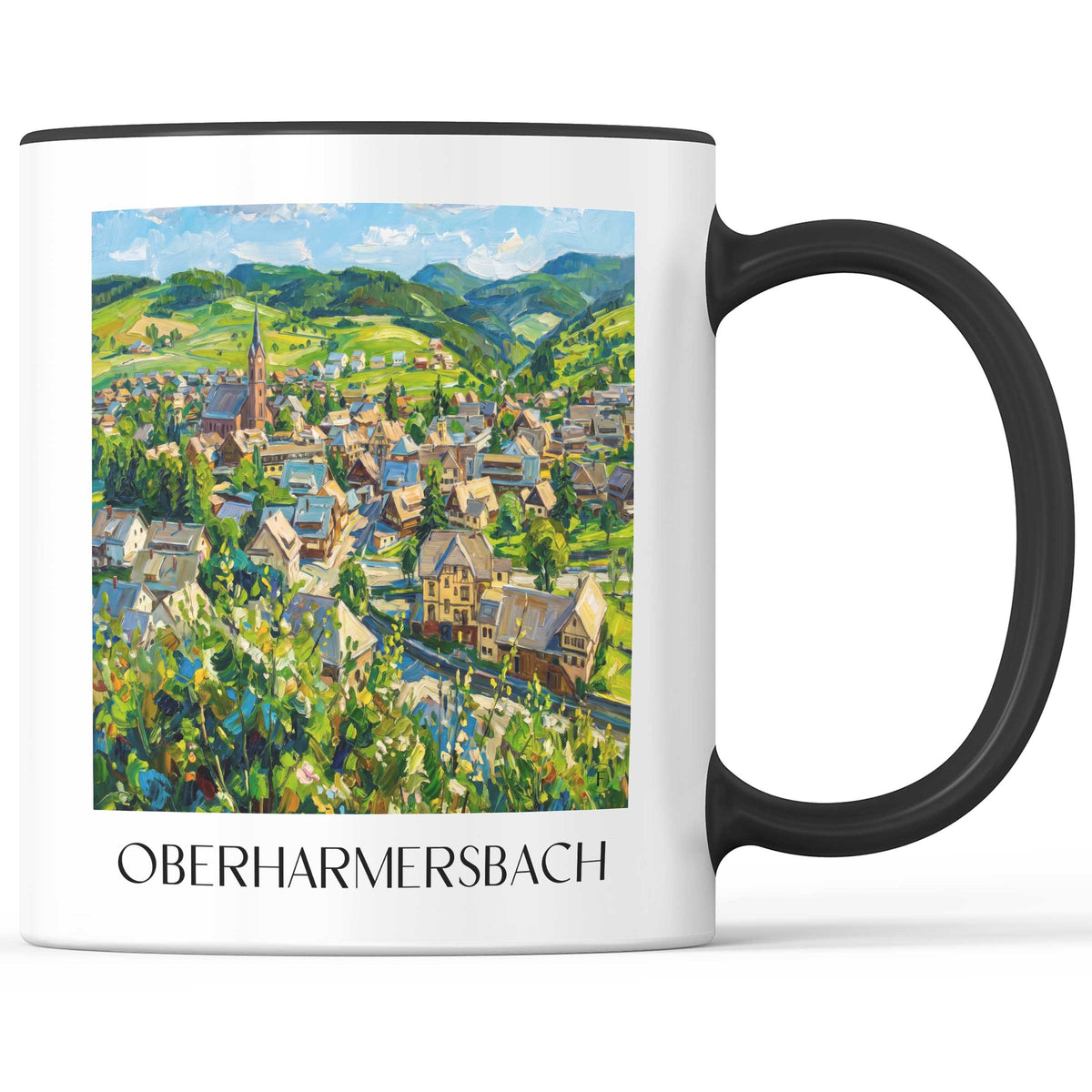 Oberharmersbach Kaffeebecher - Schwarzwald - Deutschland Becher - Kaffeetasse im Ölgemälde Stil - favplace