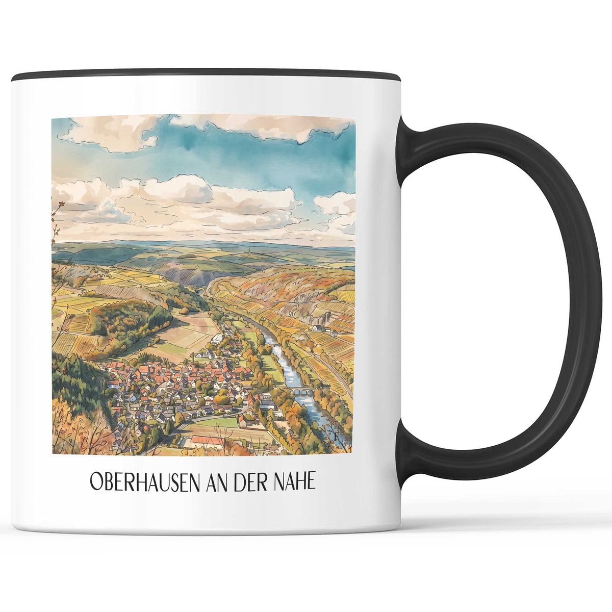 Oberhausen an der Nahe Kaffeebecher - Naheland - Deutschland Becher - Kaffeetasse im Aquarell Stil - favplace