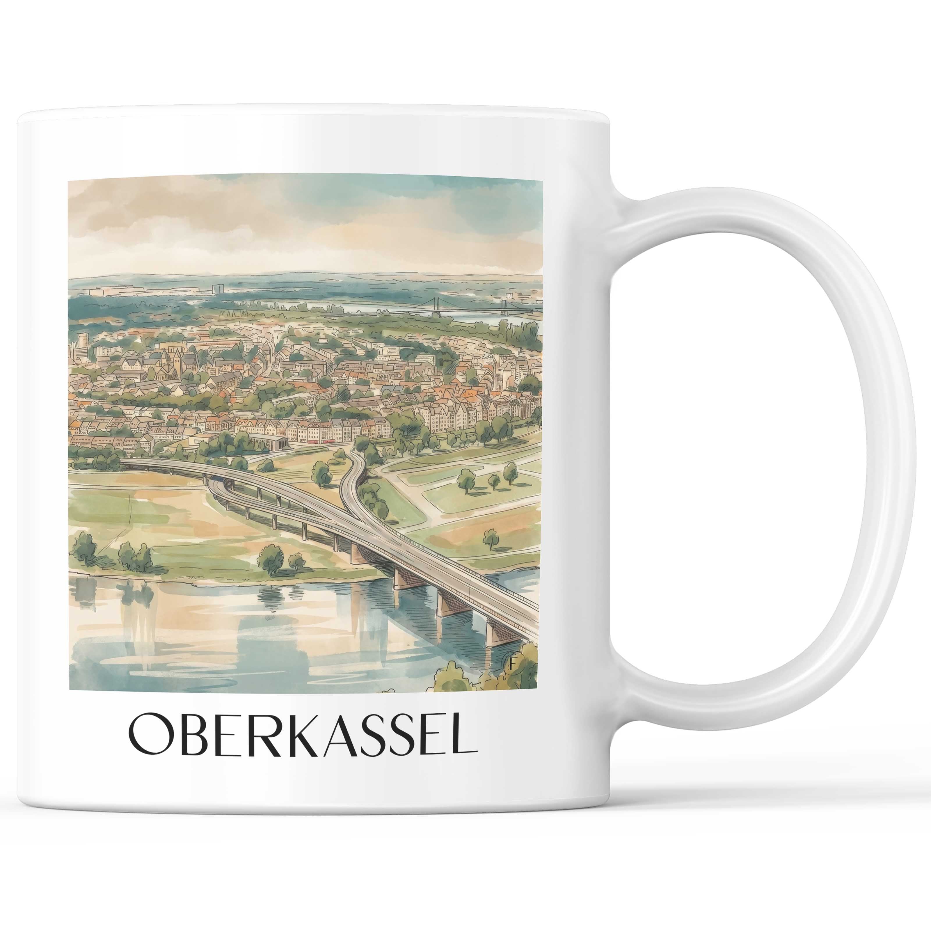 Oberkassel Kaffeebecher - Düsseldorf - Deutschland Becher - Kaffeetasse im Aquarell Stil - favplace