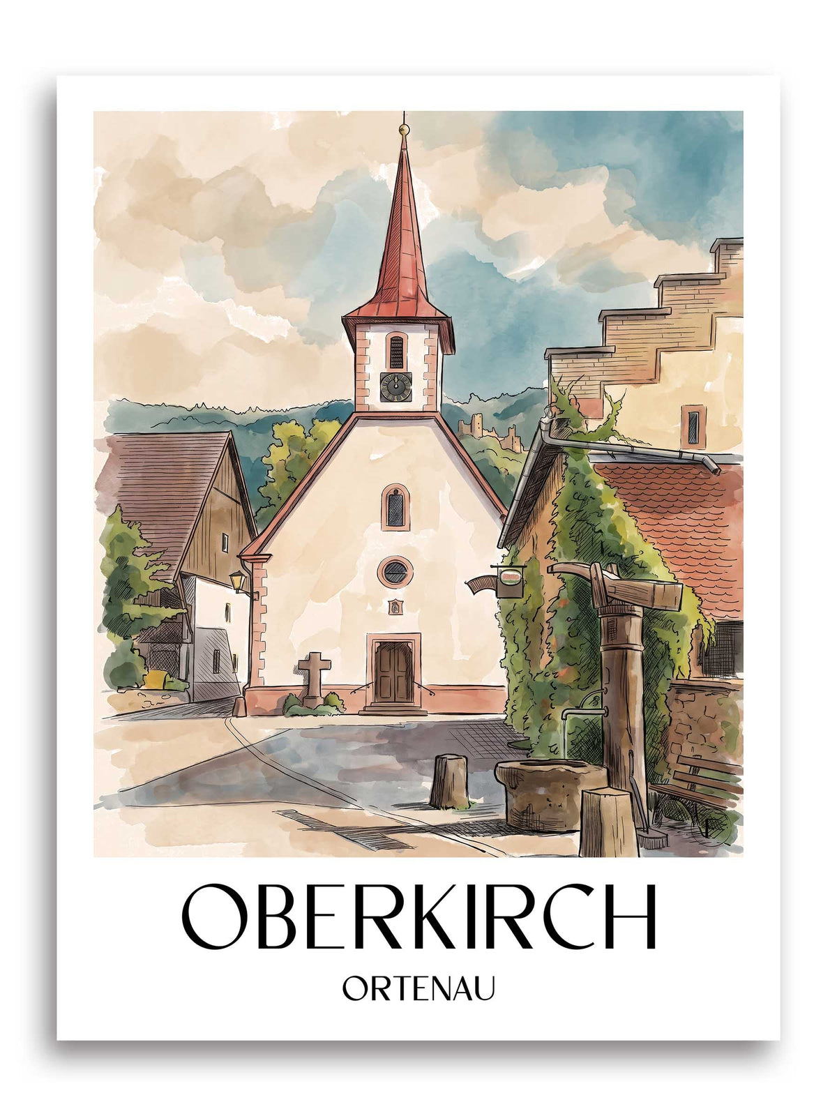 oberkirch-ortenau-deutschland-poster-aquarell