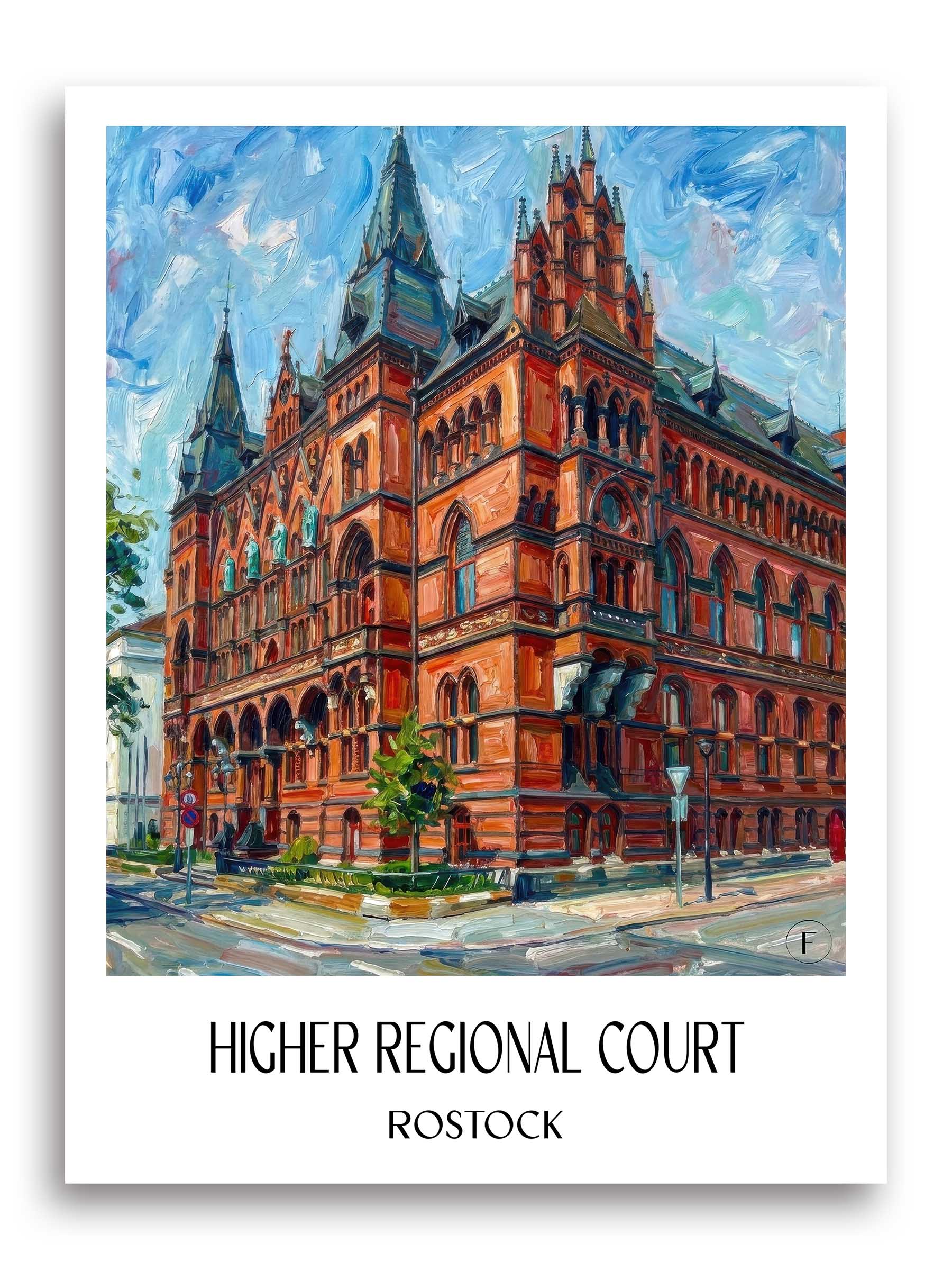 Oberlandesgericht Poster - Rostock - Deutschland Kunstdruck - Ölgemälde von A4 bis A1 - favplace