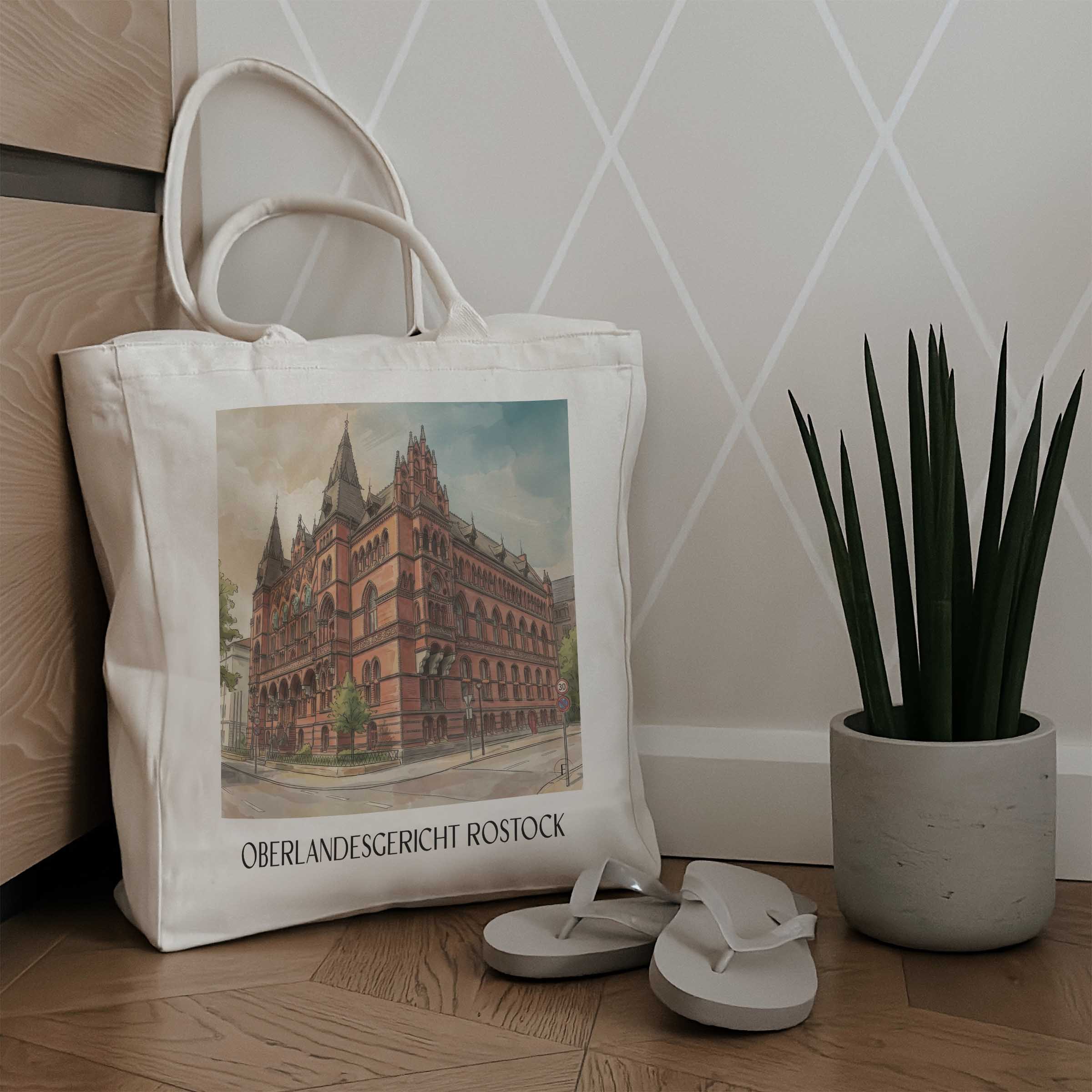 oberlandesgericht-rostock-deutschland-einkaufstasche-aquarell
