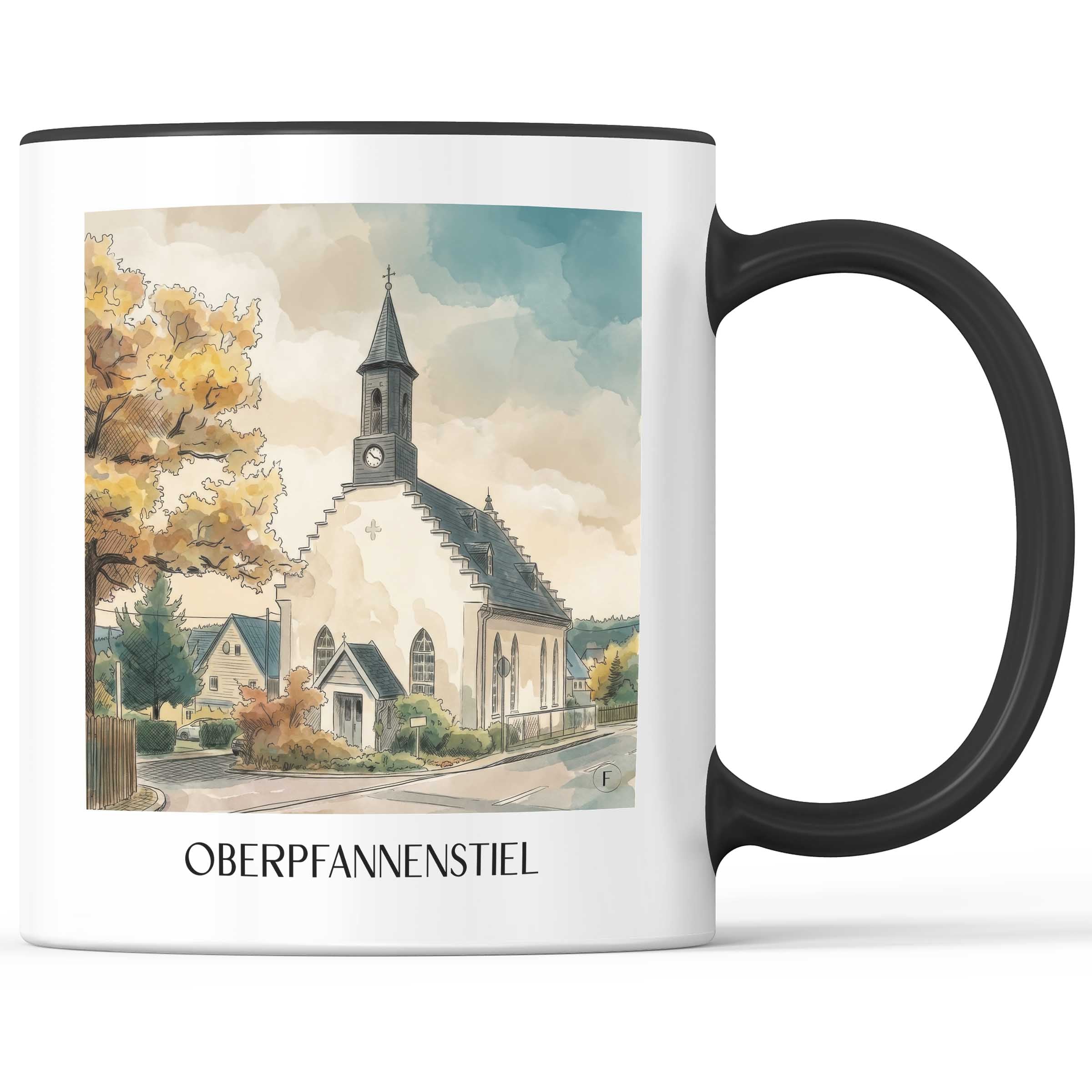 Oberpfannenstiel Kaffeebecher - Erzgebirge - Deutschland Becher - Kaffeetasse im Aquarell Stil - favplace