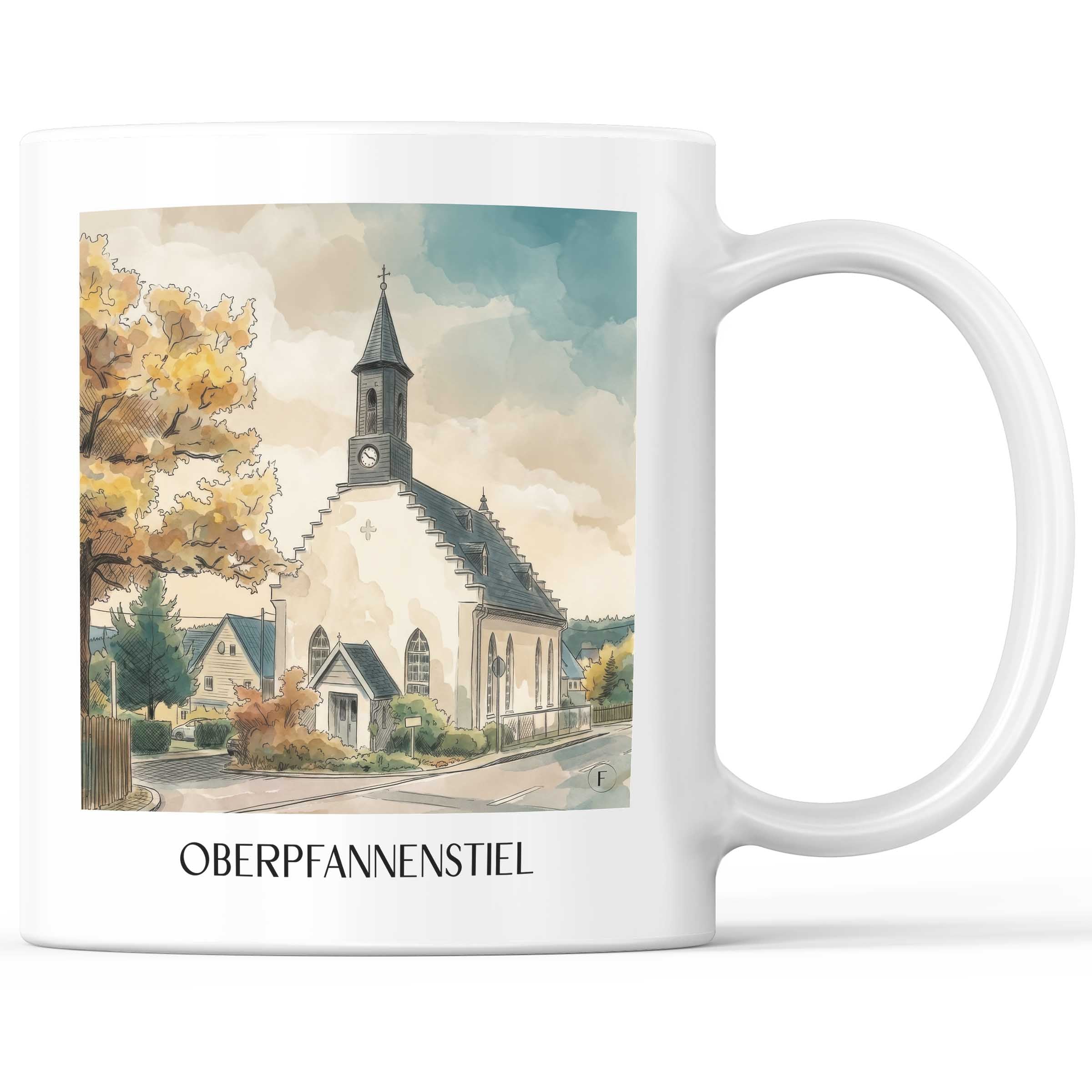 Oberpfannenstiel Kaffeebecher - Erzgebirge - Deutschland Becher - Kaffeetasse im Aquarell Stil - favplace