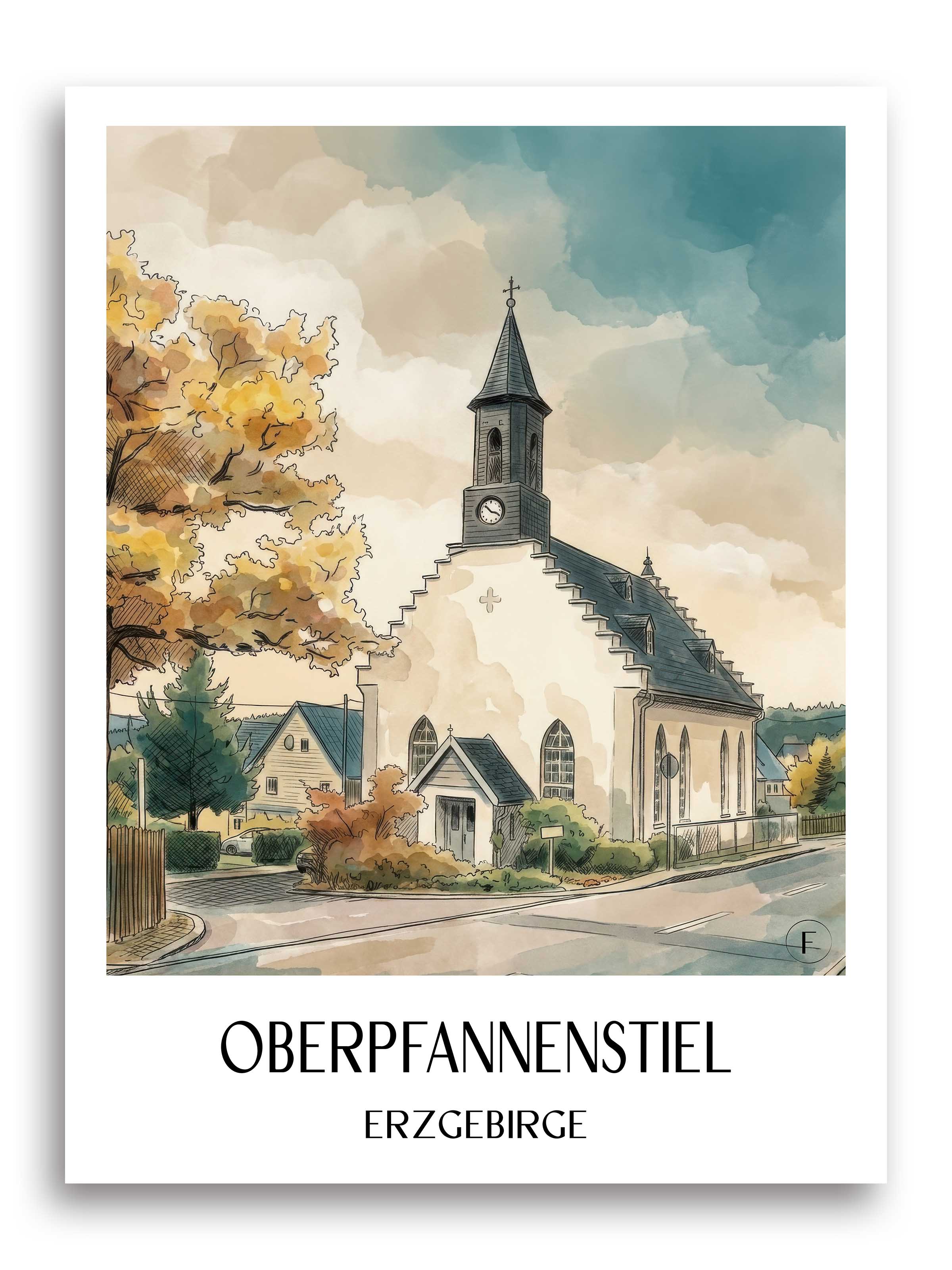 oberpfannenstiel-erzgebirge-deutschland-poster-aquarell