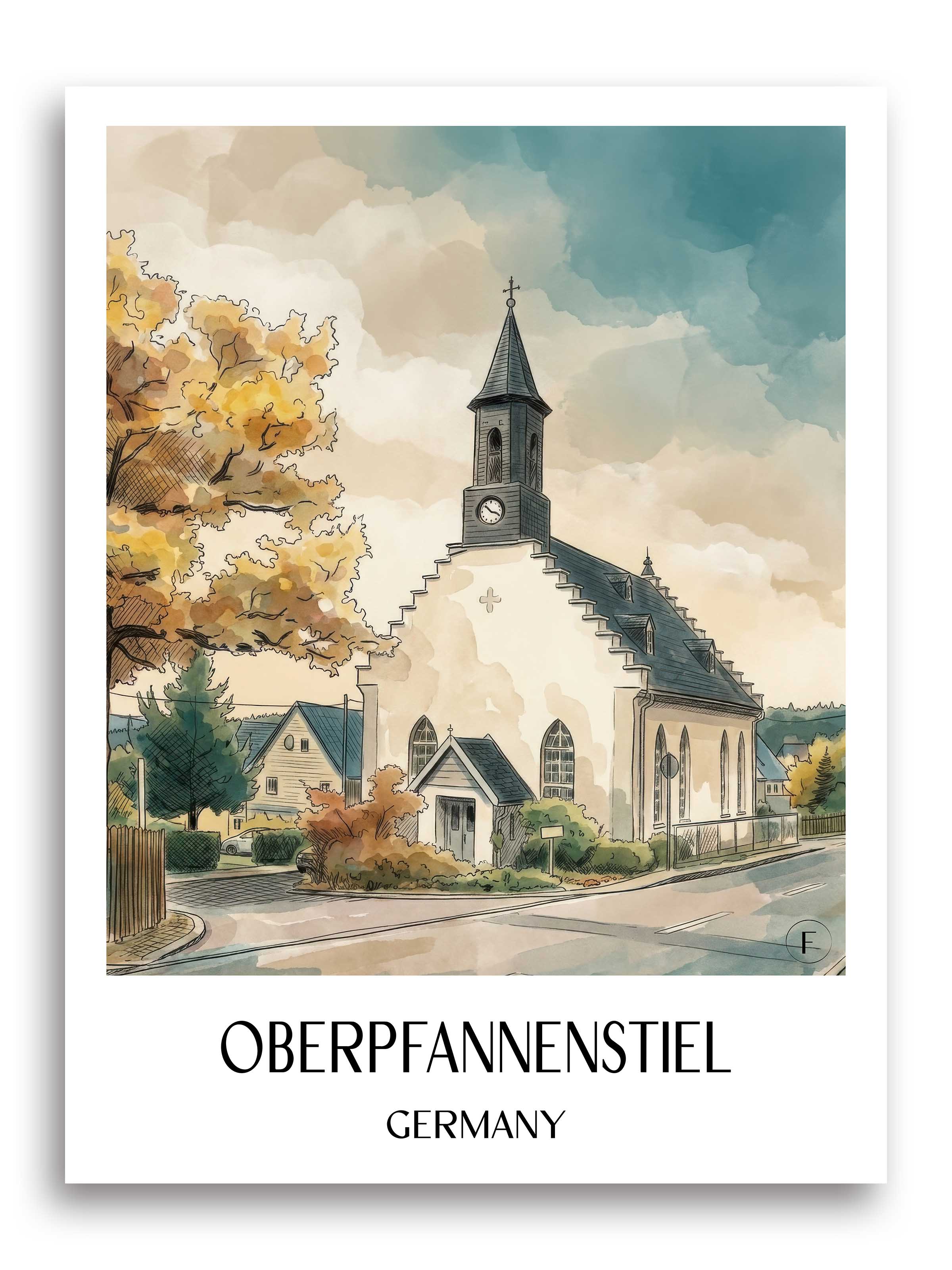 Oberpfannenstiel Poster - Erzgebirge - Deutschland Kunstdruck - Aquarell von A4 bis A1 - favplace