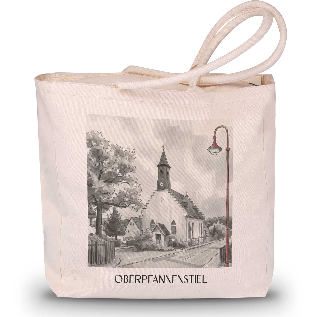 Oberpfannenstiel Shopping Tasche - Erzgebirge - Deutschland Tote Bag - Einkaufstasche im Aquarell Schwarz-Weiß Stil - favplace