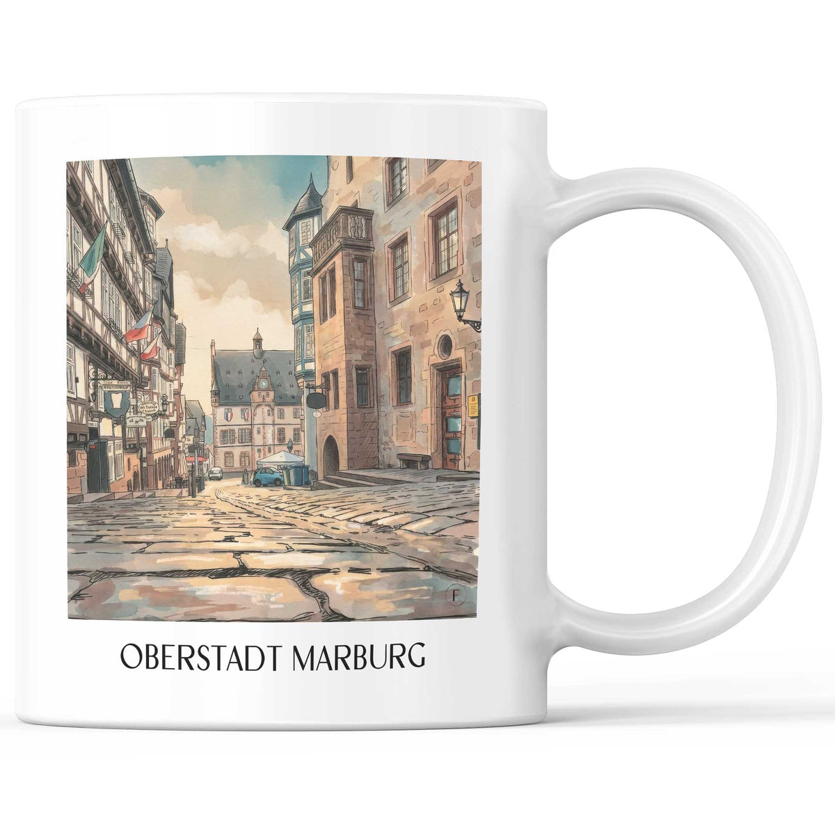 Oberstadt Kaffeebecher - Marburg - Deutschland Becher - Kaffeetasse im Aquarell Stil - favplace