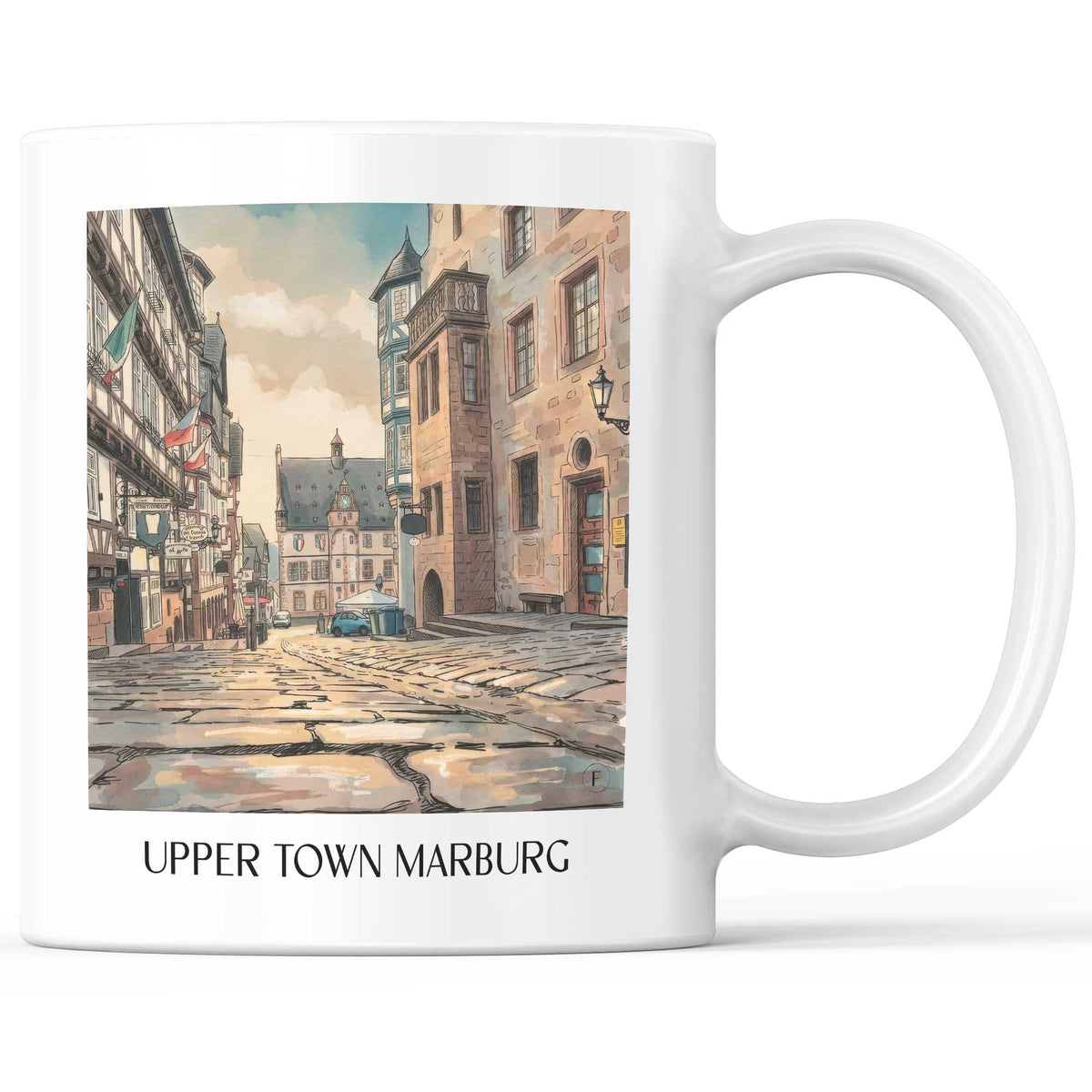 Oberstadt Kaffeebecher - Marburg - Deutschland Becher - Kaffeetasse im Aquarell Stil - favplace