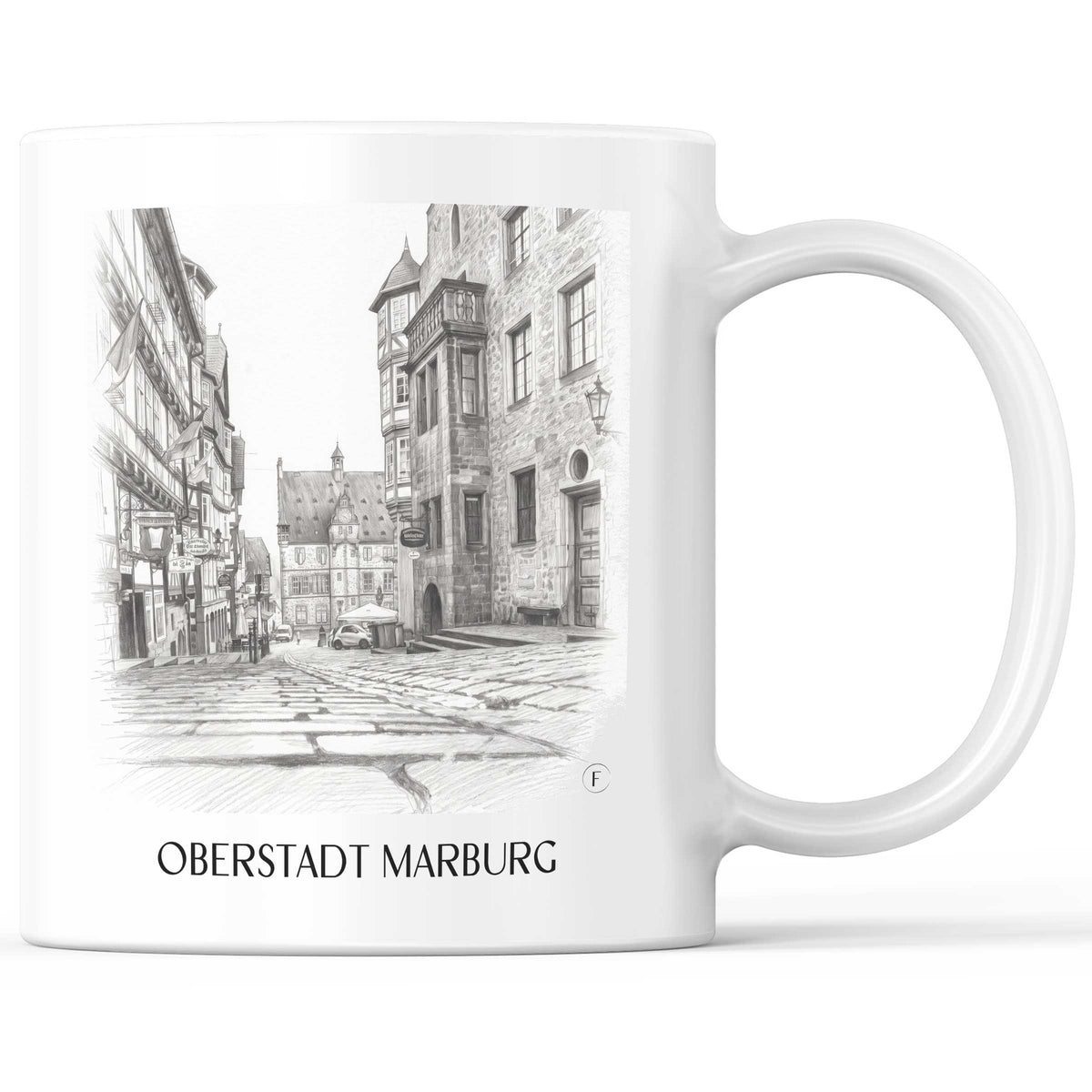 Oberstadt Kaffeebecher - Marburg - Deutschland Becher - Kaffeetasse im Zeichnung Stil