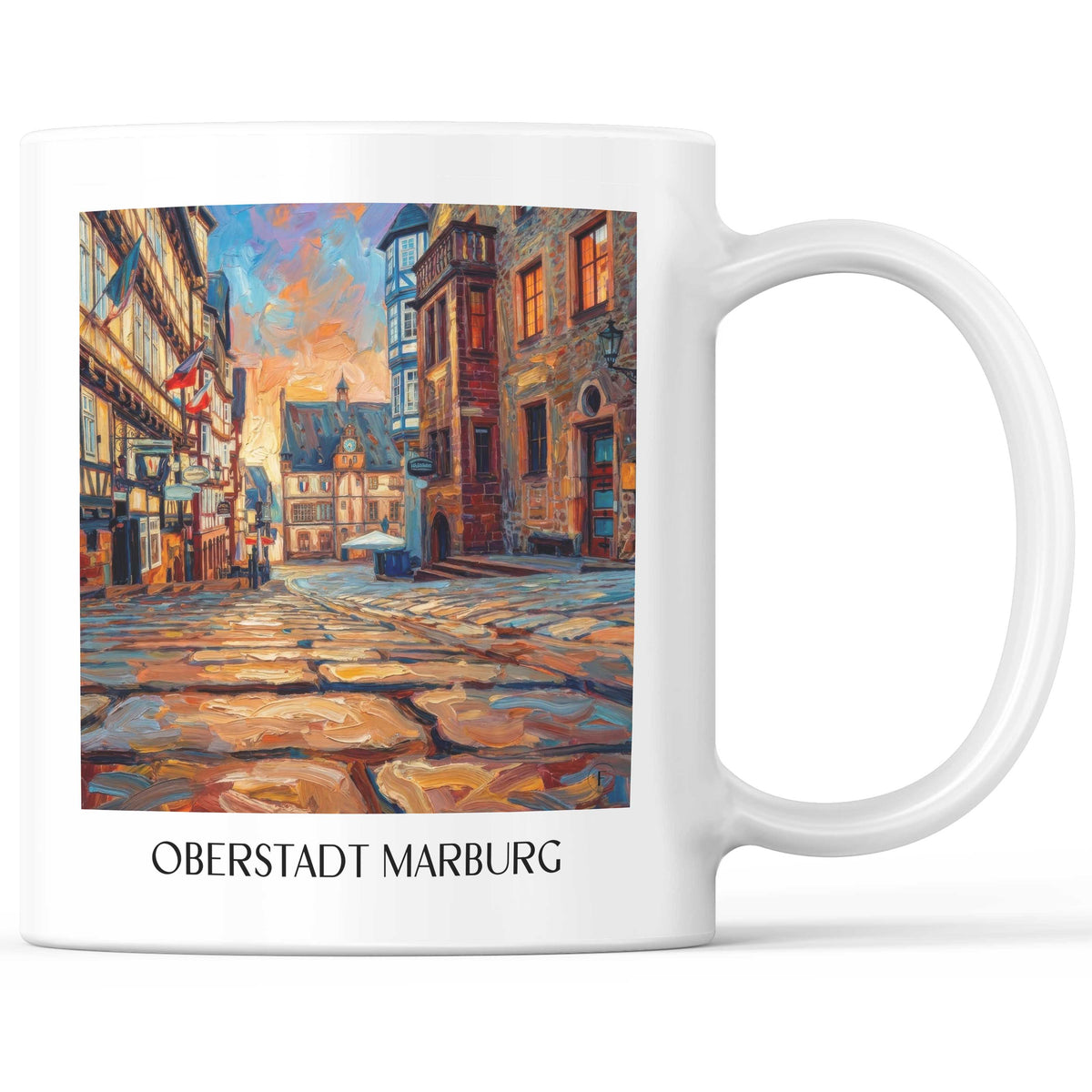 Oberstadt Kaffeebecher - Marburg - Deutschland Becher - Kaffeetasse im Ölgemälde Stil - favplace