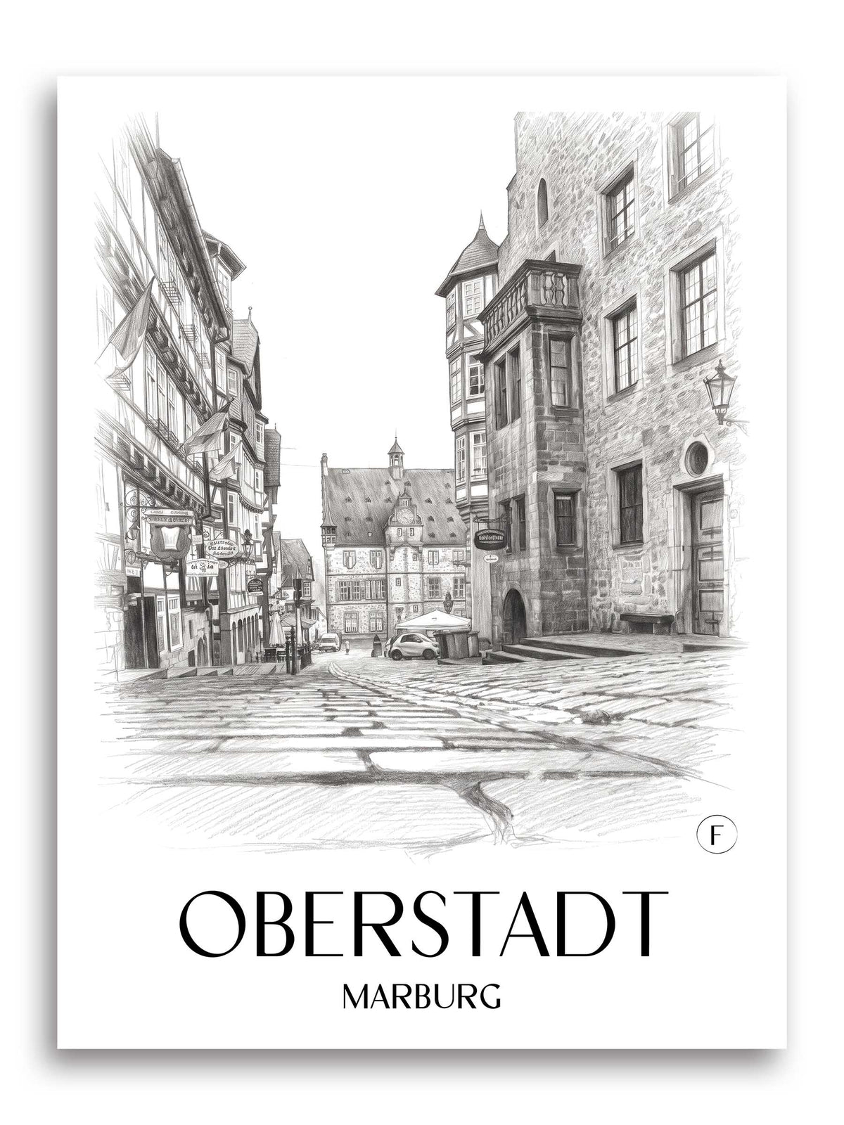 oberstadt-marburg-deutschland-poster-bleistift-zeichnung-drawing