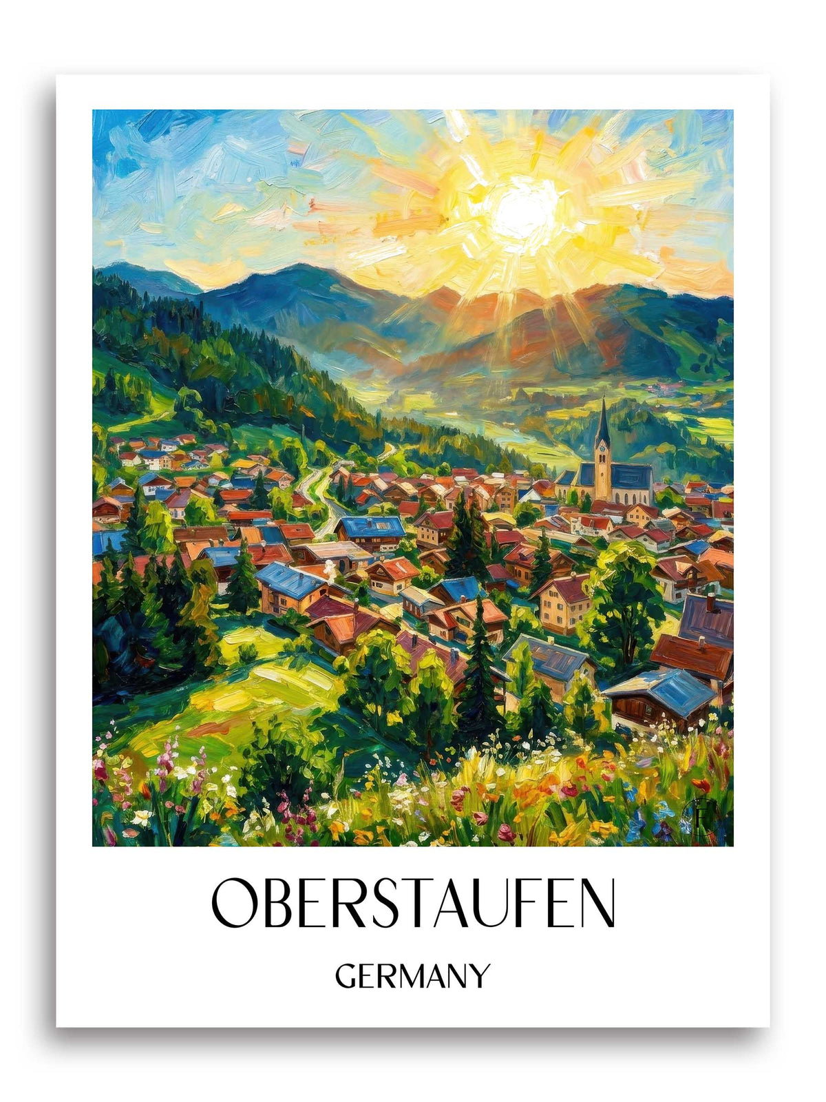 Oberstaufen Poster - Oberallgäu - Deutschland Kunstdruck - Ölgemälde von A4 bis A1 - favplace