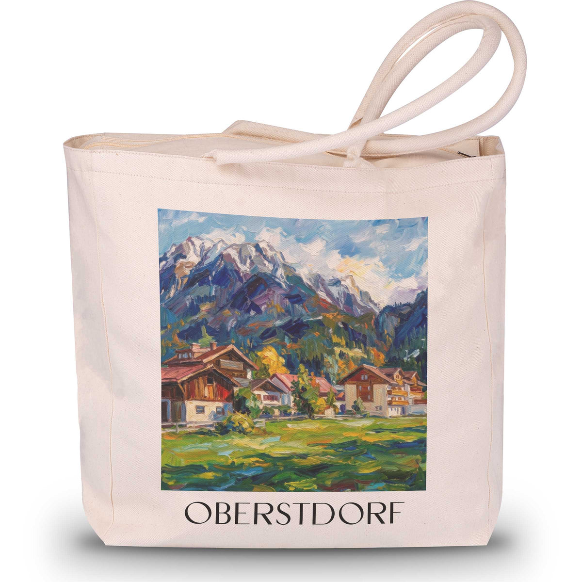 Oberstdorf Shopping Tasche - Oberallgäu - Deutschland Tote Bag - Einkaufstasche im Ölgemälde Stil - favplace