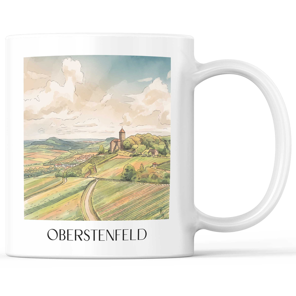 Oberstenfeld Kaffeebecher - Baden-Württemberg - Deutschland Becher - Kaffeetasse im Aquarell Stil - favplace
