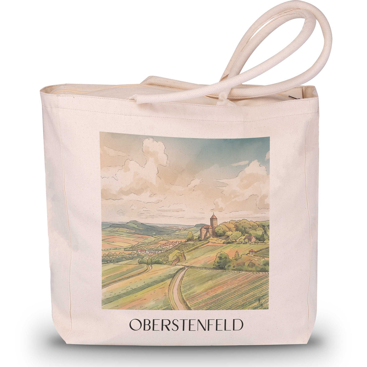 Oberstenfeld Shopping Tasche - Baden-Württemberg - Deutschland Tote Bag - Einkaufstasche im Aquarell Stil - favplace