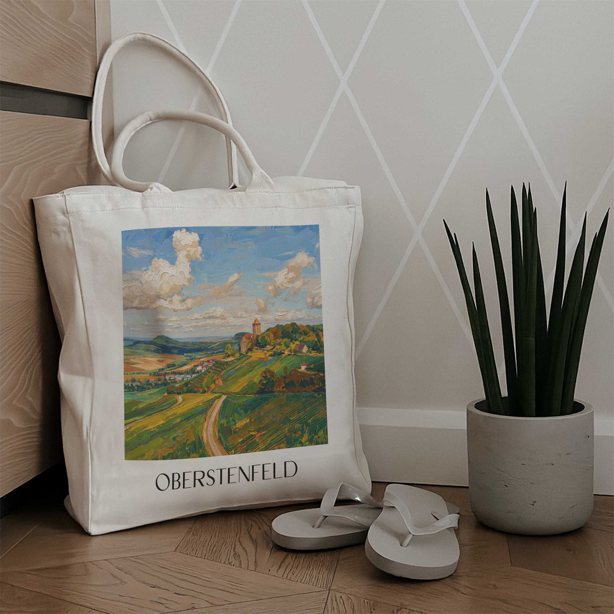 oberstenfeld-baden-württemberg-deutschland-einkaufstasche-oil-painting-oelgemaelde