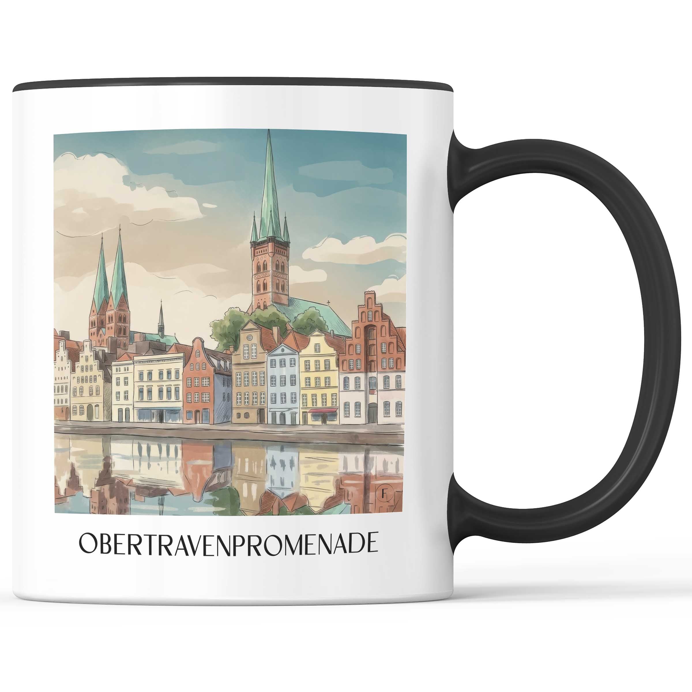 obertravenpromenade-lübeck-deutschland-kaffeebecher-aquarell