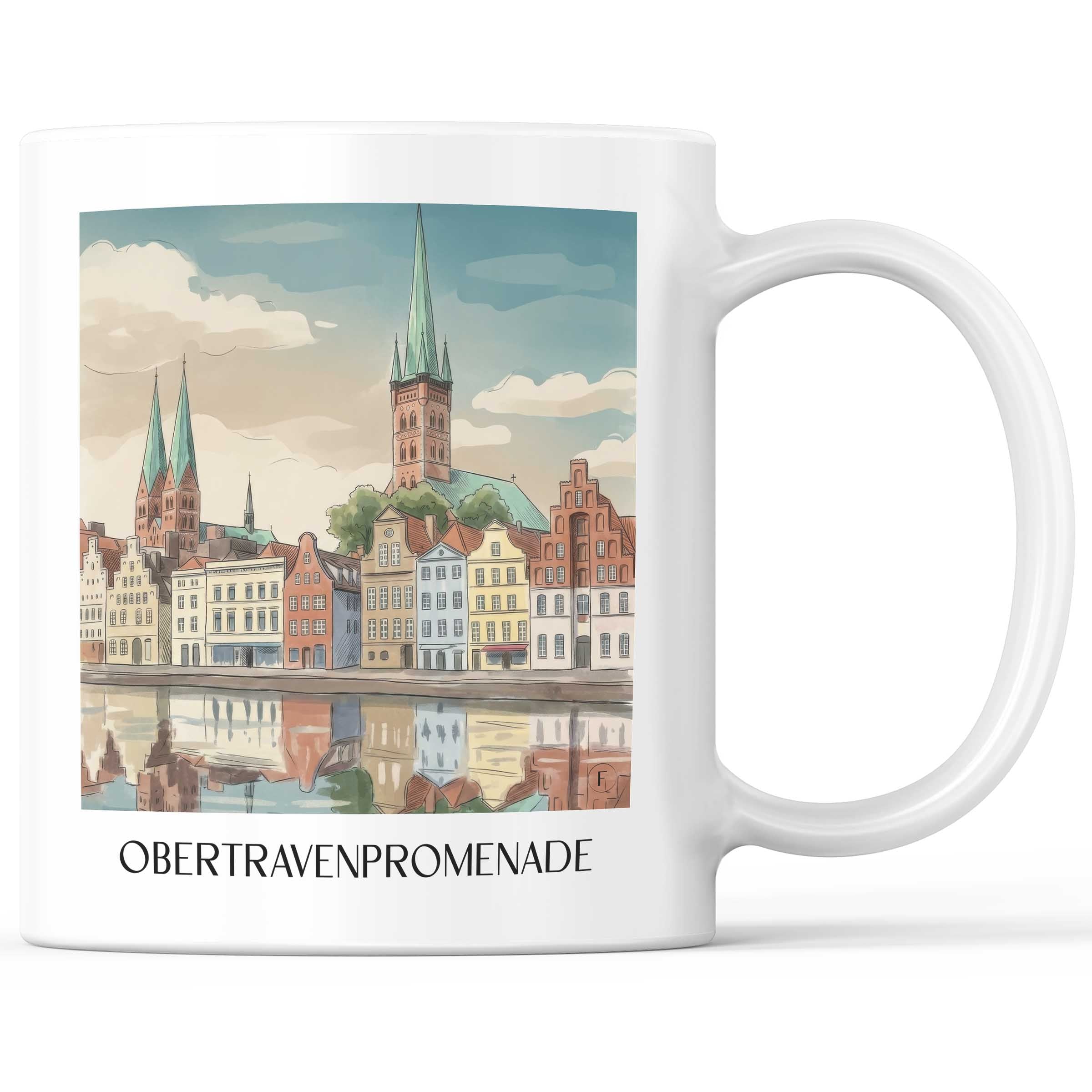 obertravenpromenade-lübeck-deutschland-kaffeebecher-aquarell