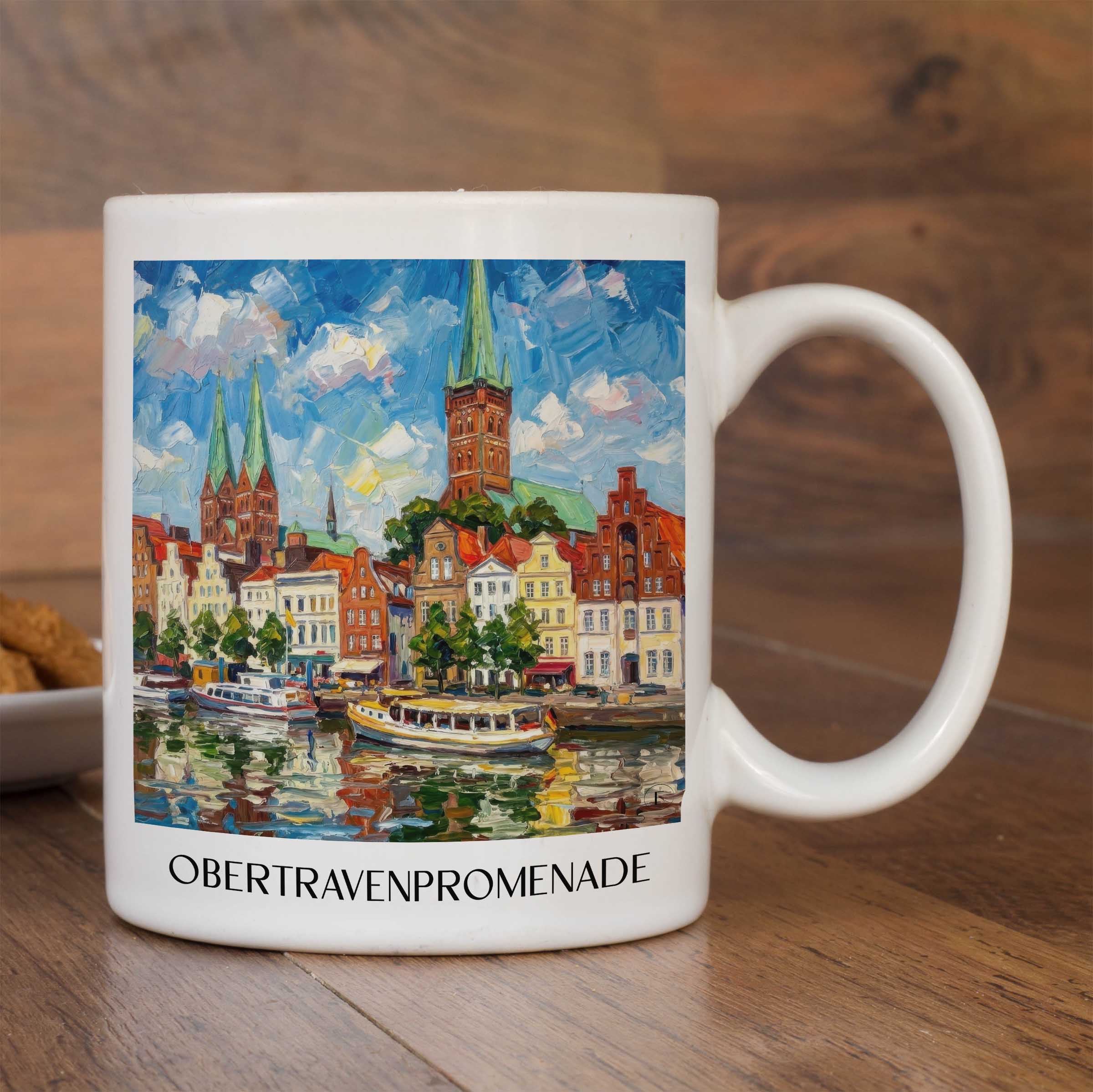obertravenpromenade-lübeck-deutschland-kaffeebecher-oil-painting-oelgemaelde