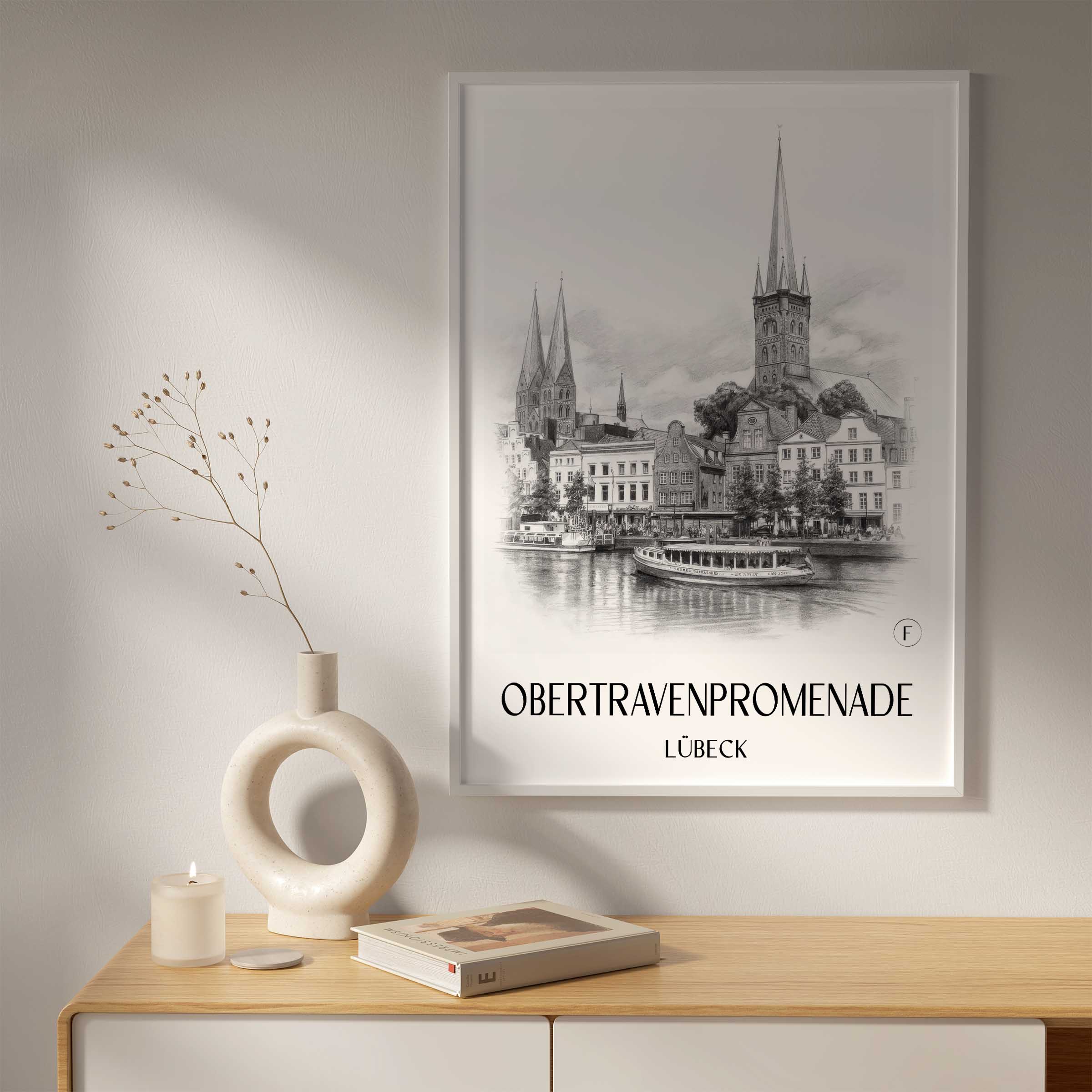 obertravenpromenade-lübeck-deutschland-poster-bleistift-zeichnung-drawing